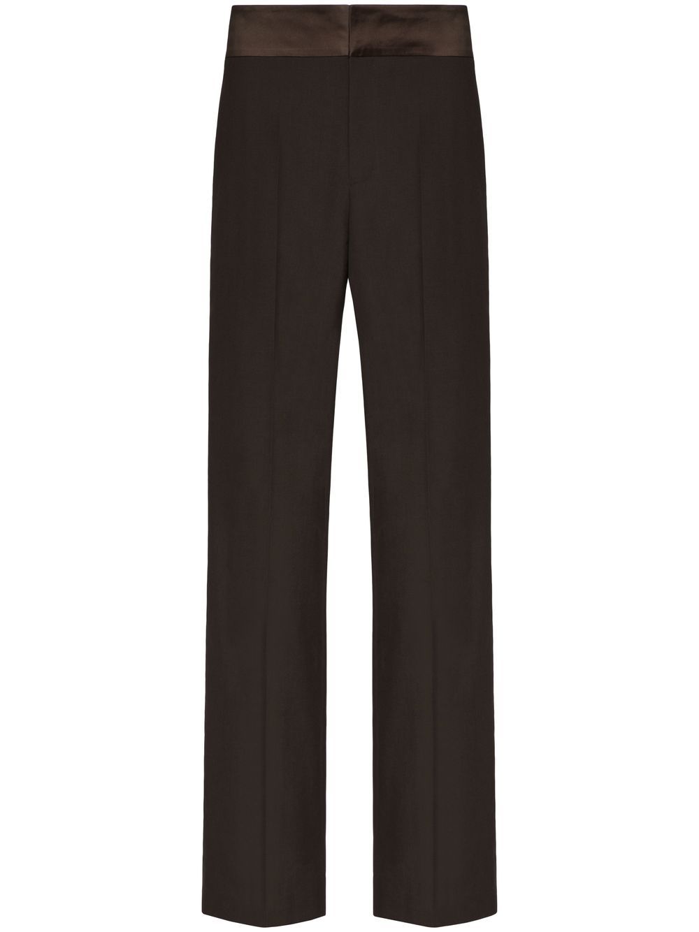 Valentino Garavani contrasting-waistband straight-leg trousers - Brown von Valentino Garavani