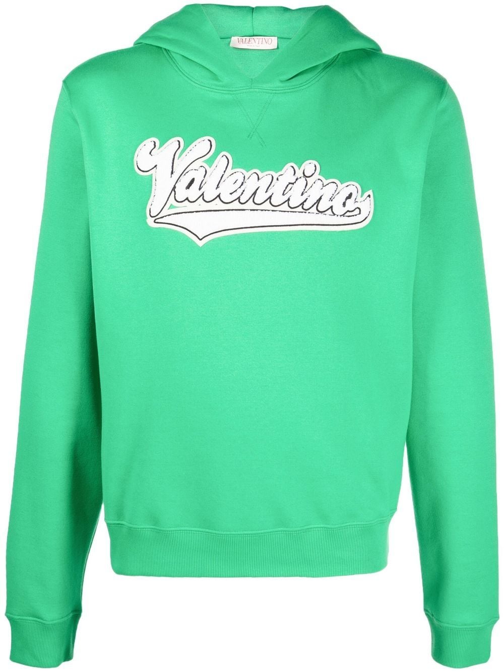 Valentino embroidered logo-patch hoodie - Green von Valentino