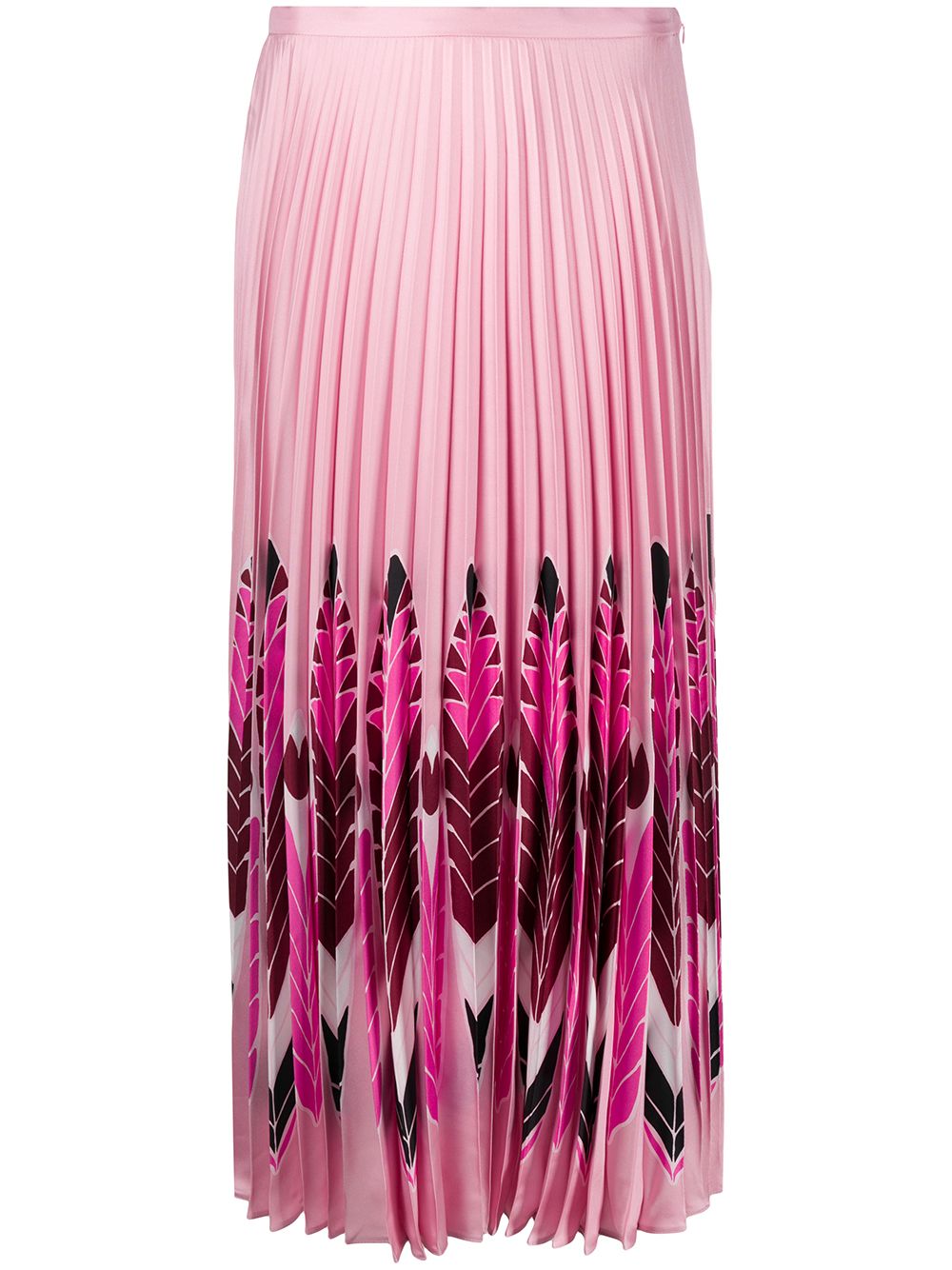 Valentino Garavani feather print pleated midi skirt - Pink von Valentino Garavani