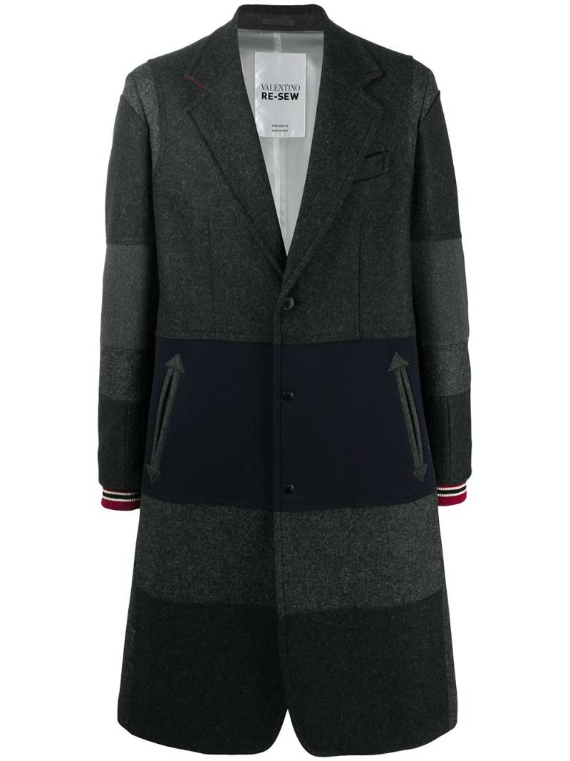 Valentino Garavani horizontal-stripe single-breasted coat - Grey von Valentino Garavani