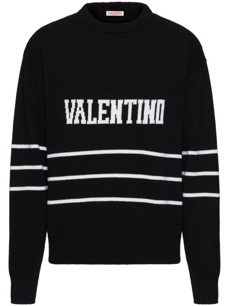 Valentino Garavani intarsia-logo wool jumper - Black von Valentino Garavani