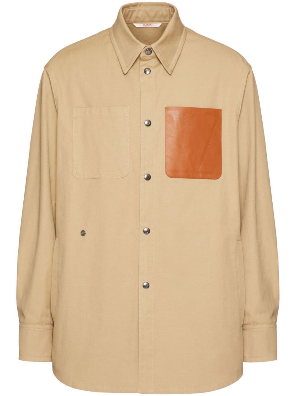 Valentino Garavani leather-pocket shirt jacket - Neutrals von Valentino Garavani