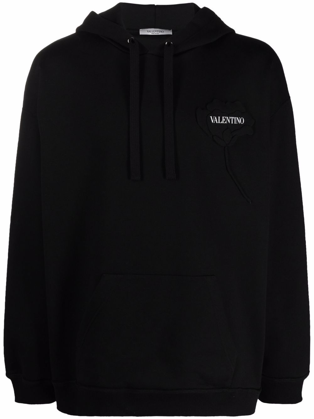 Valentino logo floral patch hoodie - Black von Valentino