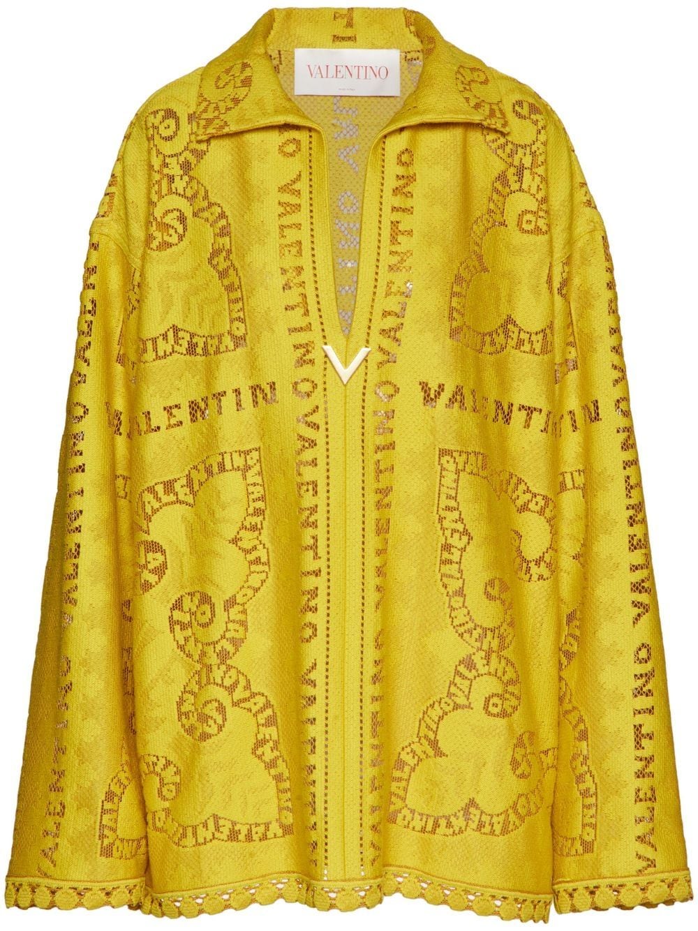 Valentino Garavani logo long-sleeve dress - Yellow von Valentino Garavani