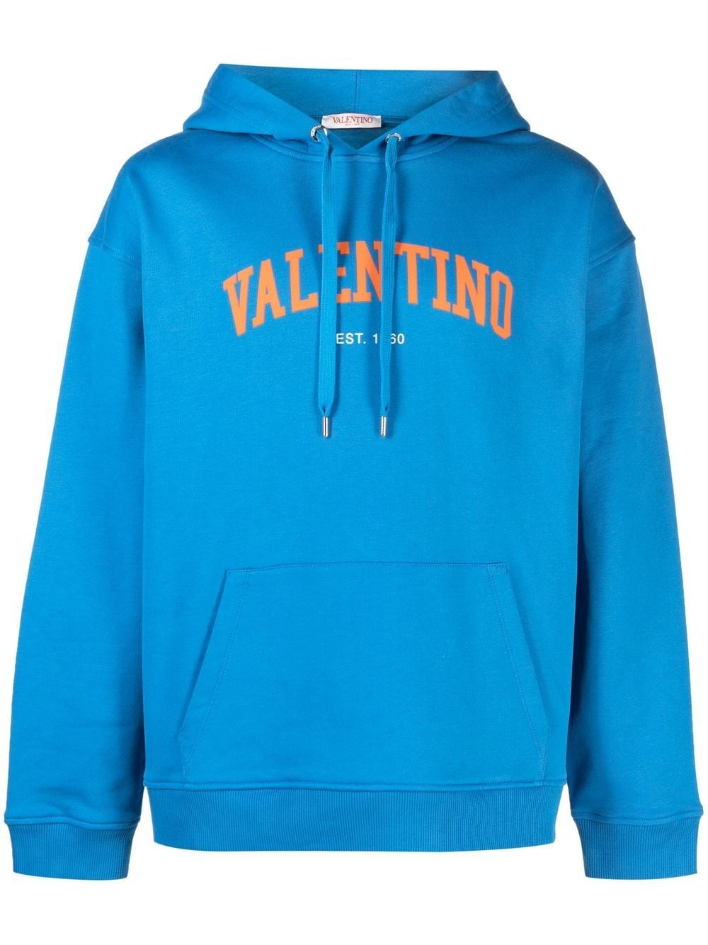 Valentino logo-print cotton hoodie - Blue von Valentino