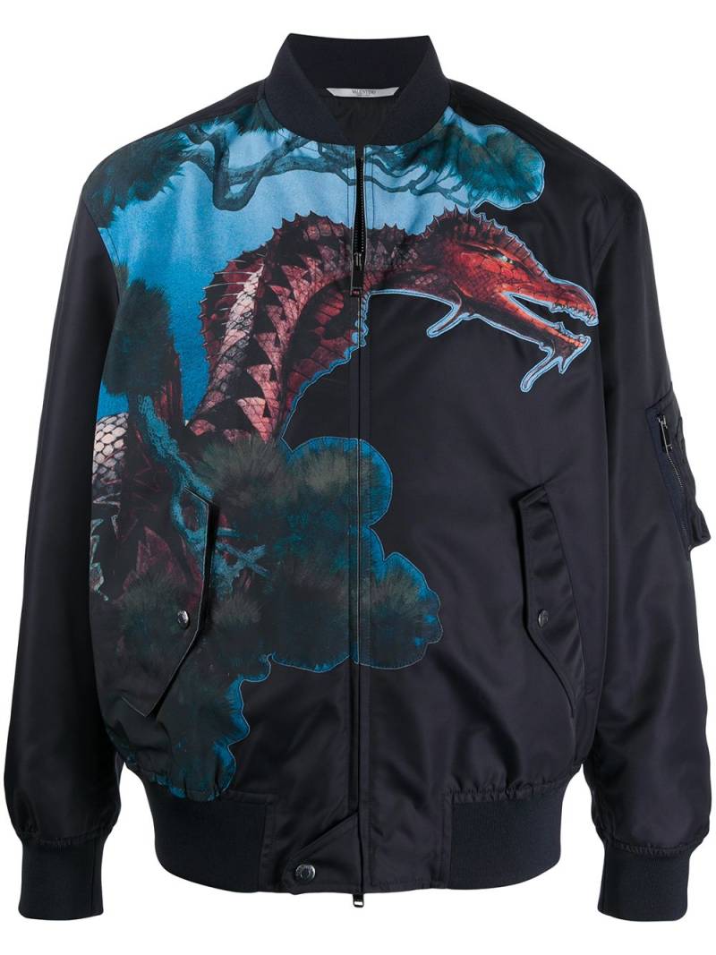 Valentino Garavani Dragons Garden print bomber jacket - Blue von Valentino Garavani