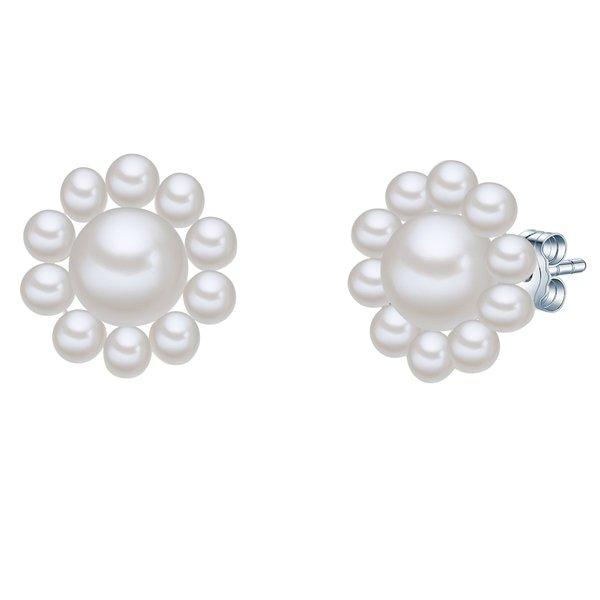 Perlen-ohrstecker Blüte Damen Weiss 13mm von Valero Pearls