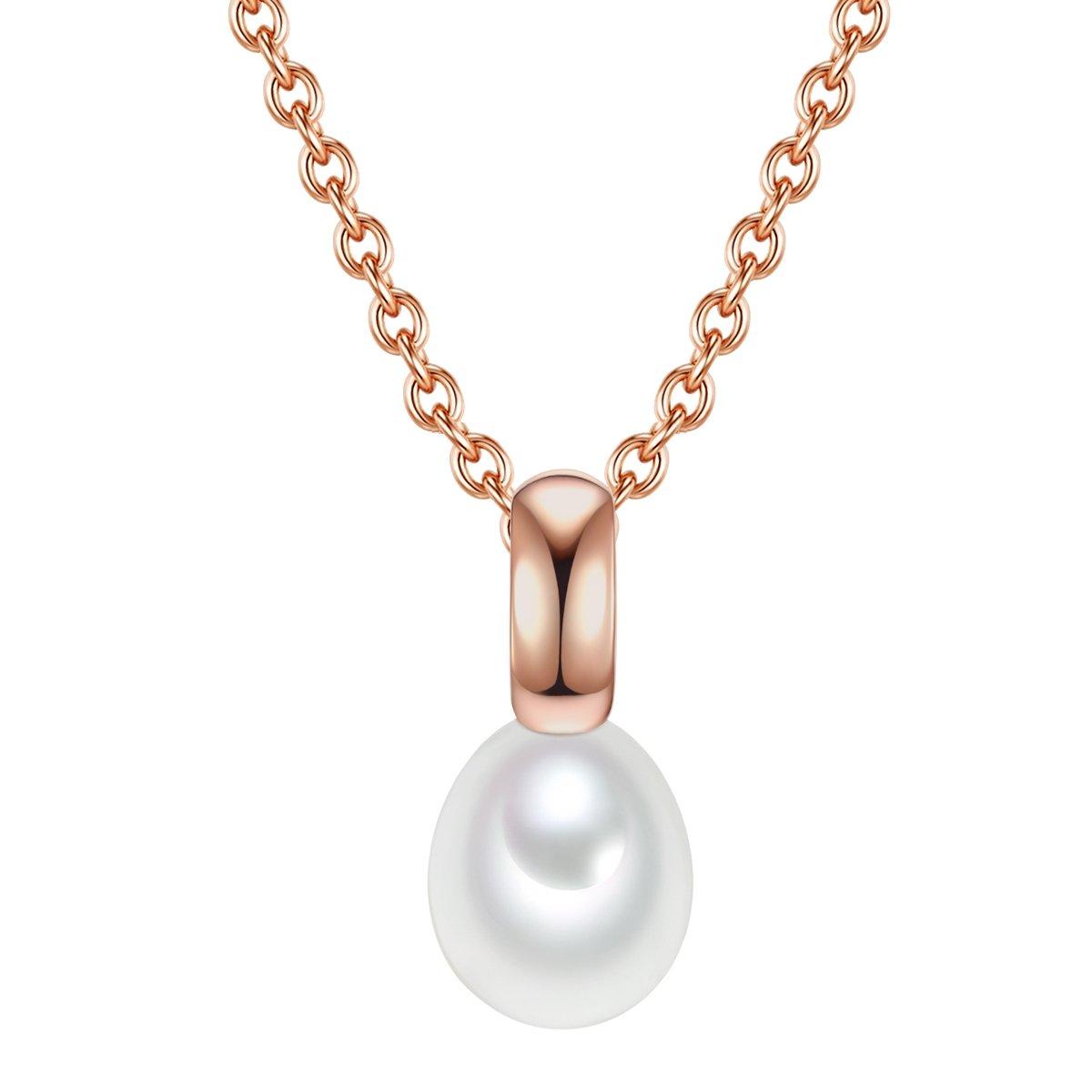 Halskette Damen Goldrosa 42cm von Valero Pearls