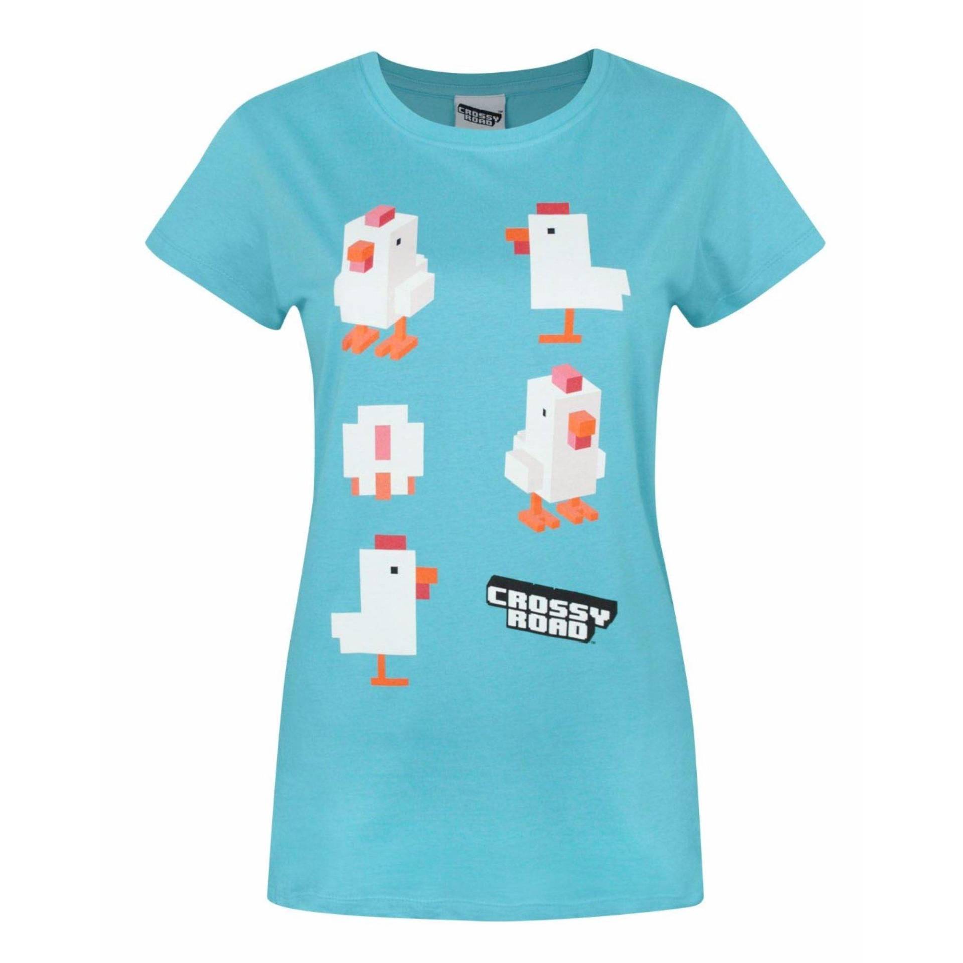 Crossy Road Chicken Charakter Tshirt Damen Blau XL von Vanilla Underground