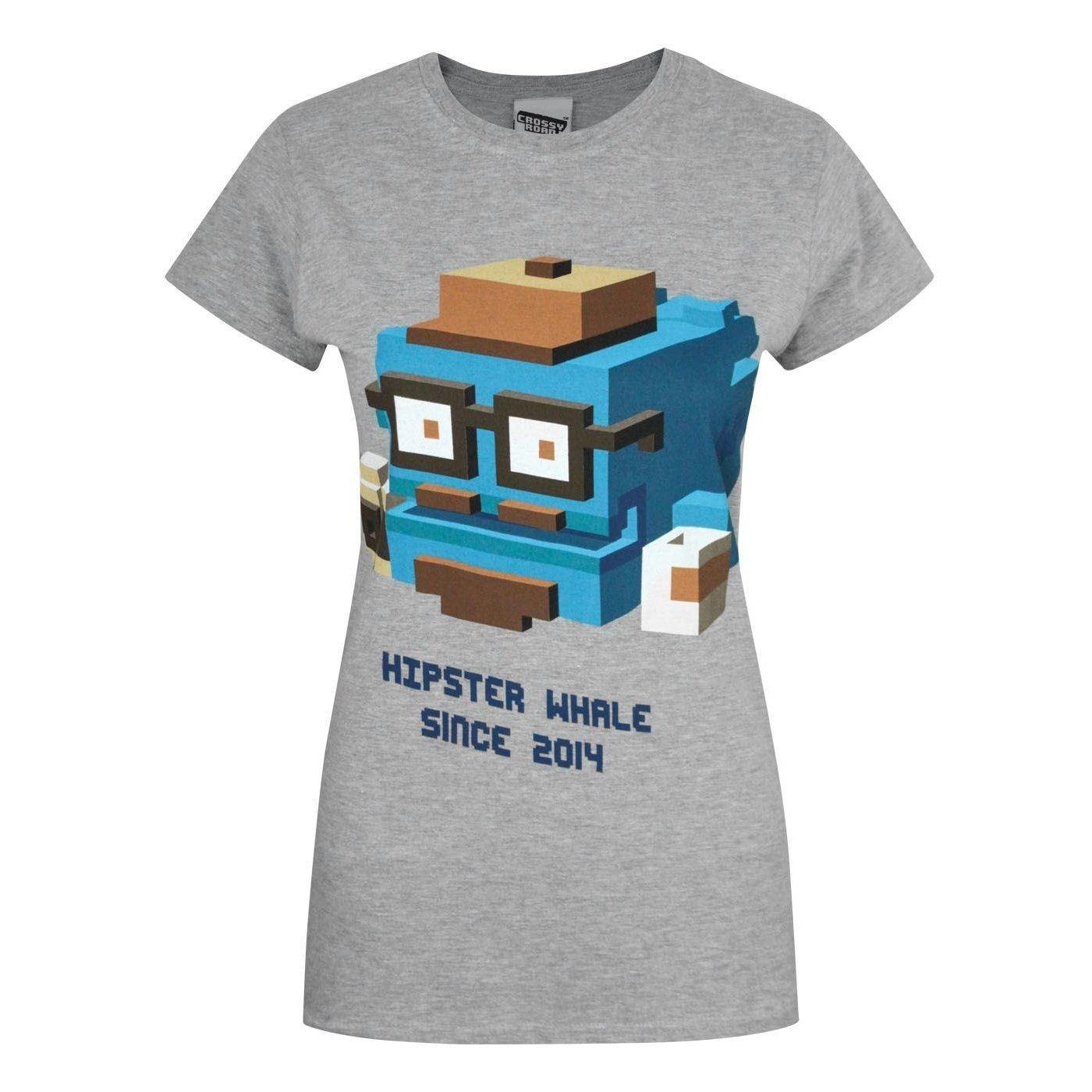 Crossy Road Hipster Whale Tshirt Damen Grau L von Vanilla Underground