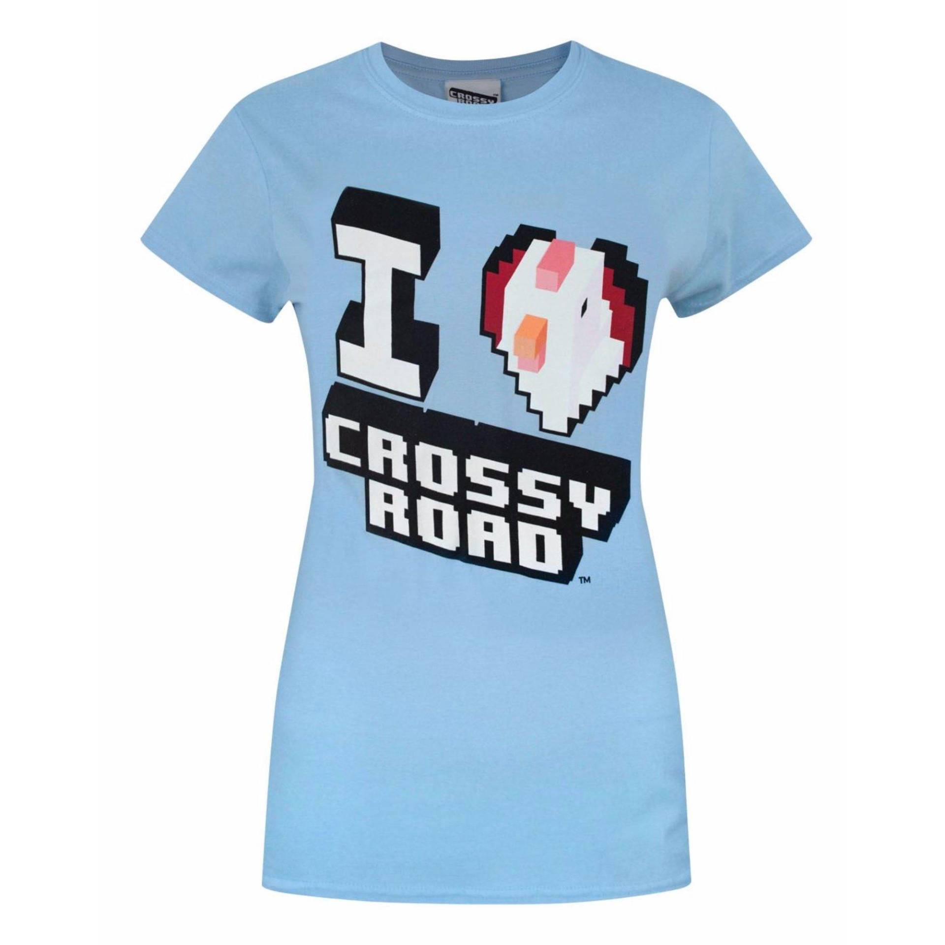 Crossy Road I Love Crossy Road Tshirt Damen Blau L von Vanilla Underground