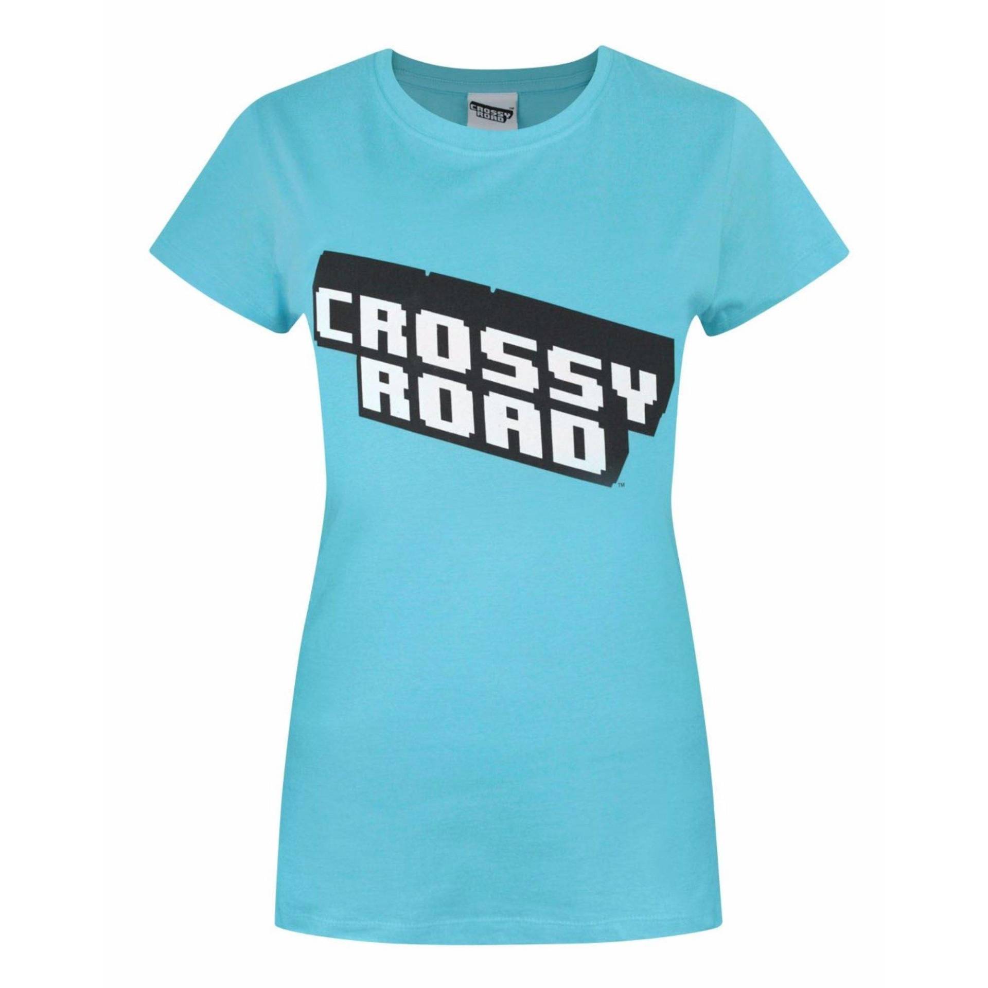 Crossy Road Logo Design Tshirt Damen Blau M von Vanilla Underground