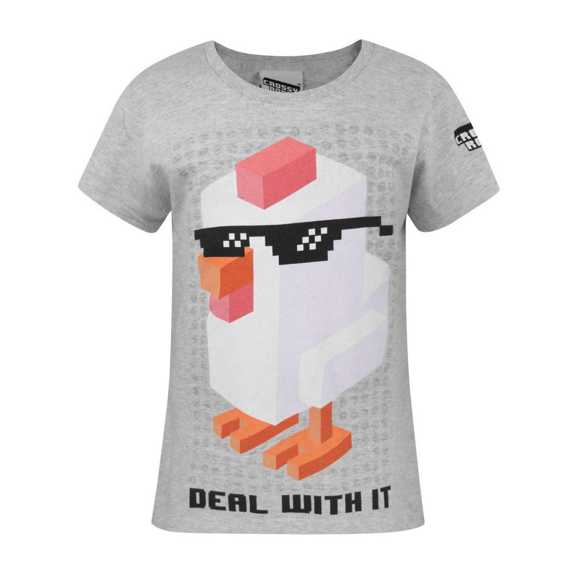 Crossy Road Official Deal With It Kurzarm Tshirt Mädchen Grau 14-16A von Vanilla Underground