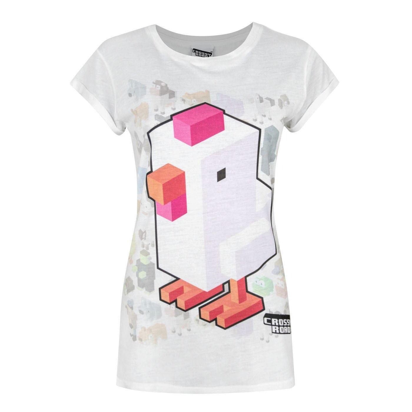 Crossy Road Tshirt Mit Hühnchensublimationsdruck Damen Weiss L von Vanilla Underground