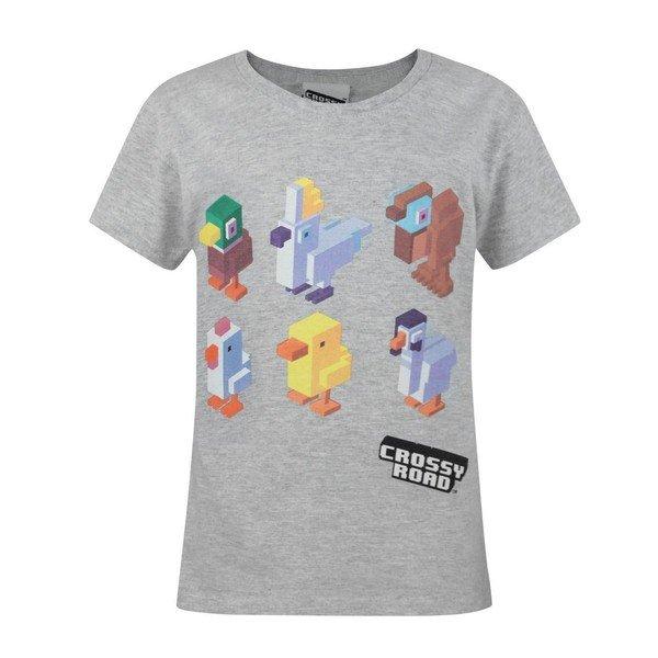 Crossy Road Charakter Tshirt Mädchen Grau 128 von Vanilla Underground