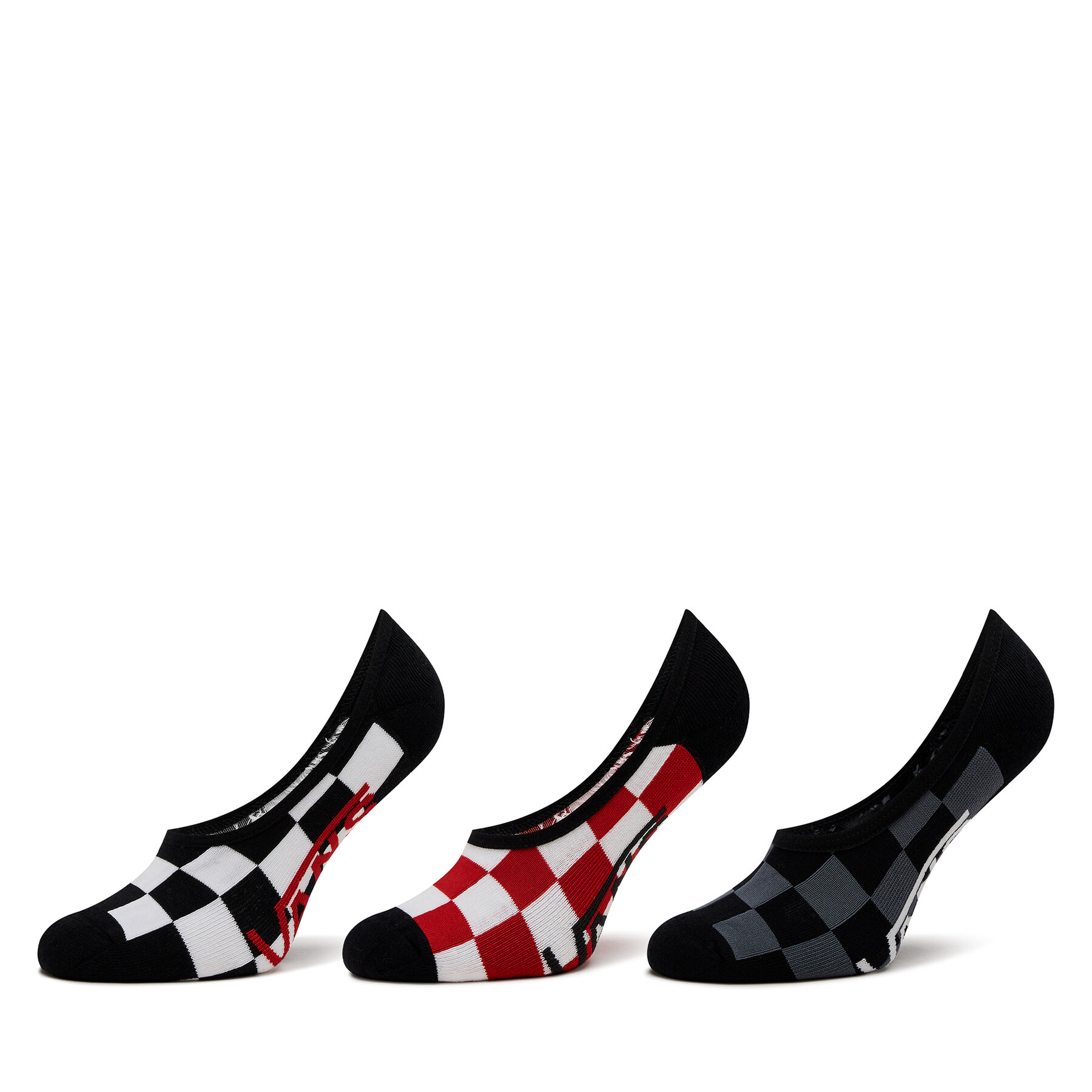 3er-Set Unisex-Sneakersocken Vans Classic Super No Show VN000XS9RLM1 r.38,5/42 Red/White Check von Vans