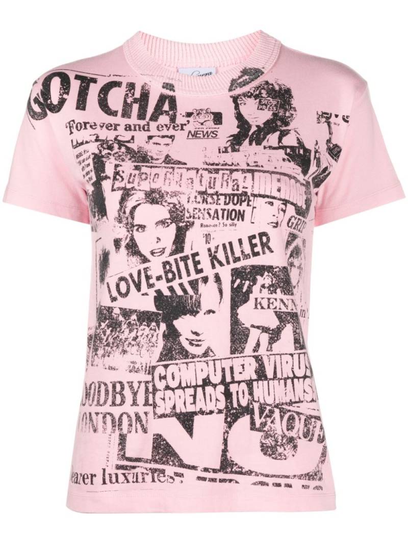 Vaquera Newsprint cotton T-shirt - Pink von Vaquera