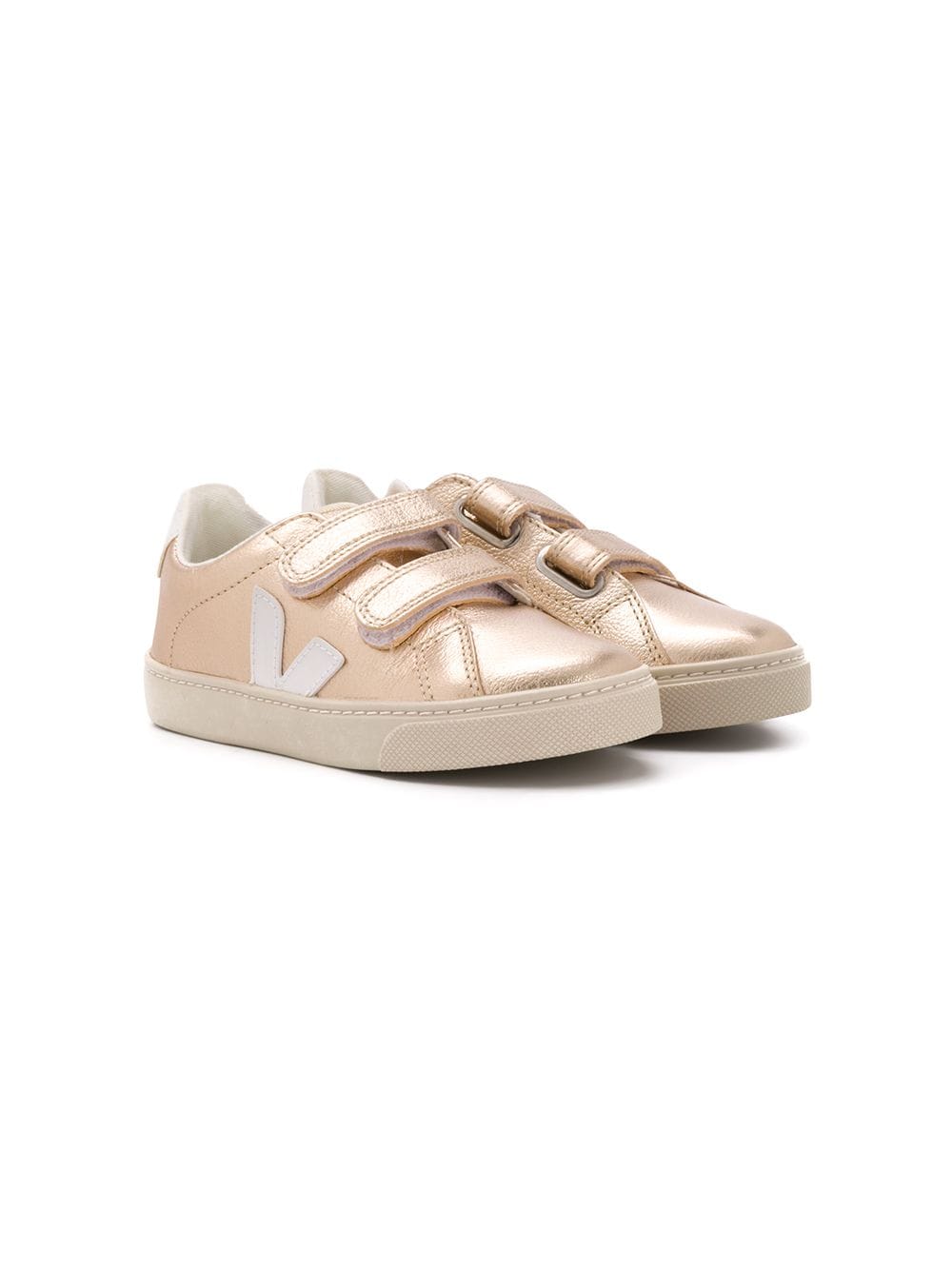 VEJA Kids laminated touch strap sneakers - Gold von VEJA Kids