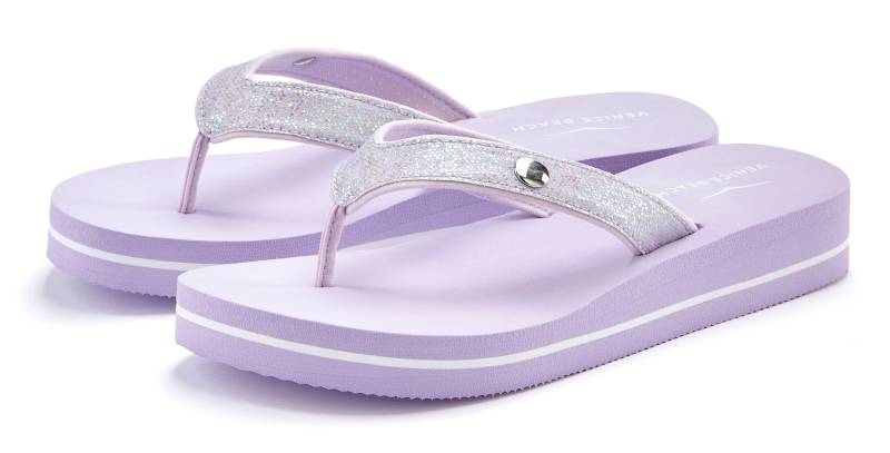 Venice Beach Badezehentrenner, Sandale, Pantolette, Badeschuh ultraleicht mit Glitzerband VEGAN von Venice Beach