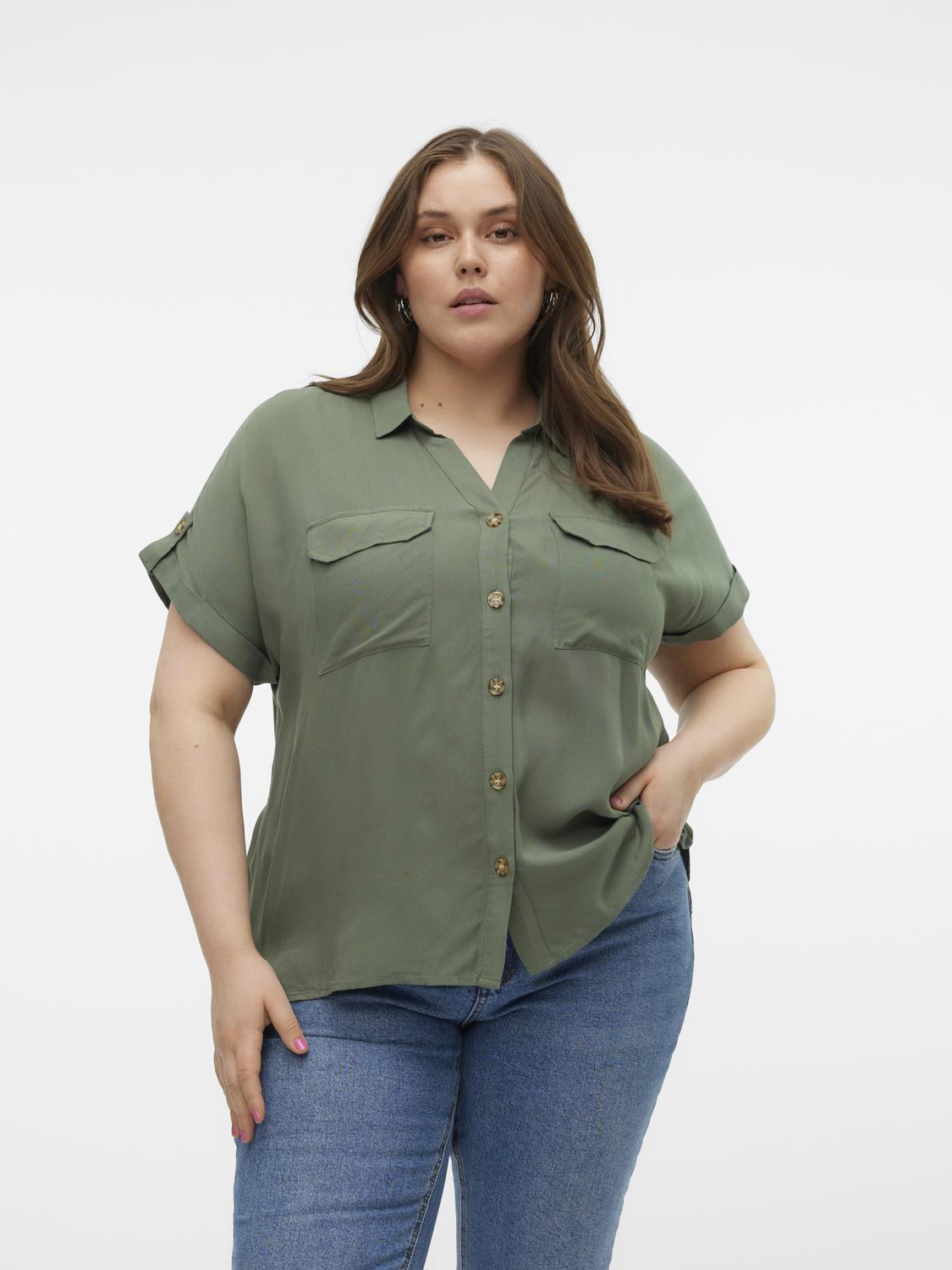 Vero Moda Curve Kurzarmbluse »VMCBUMPY S/S SHIRT WVN GA CUR NOOS« von Vero Moda Curve