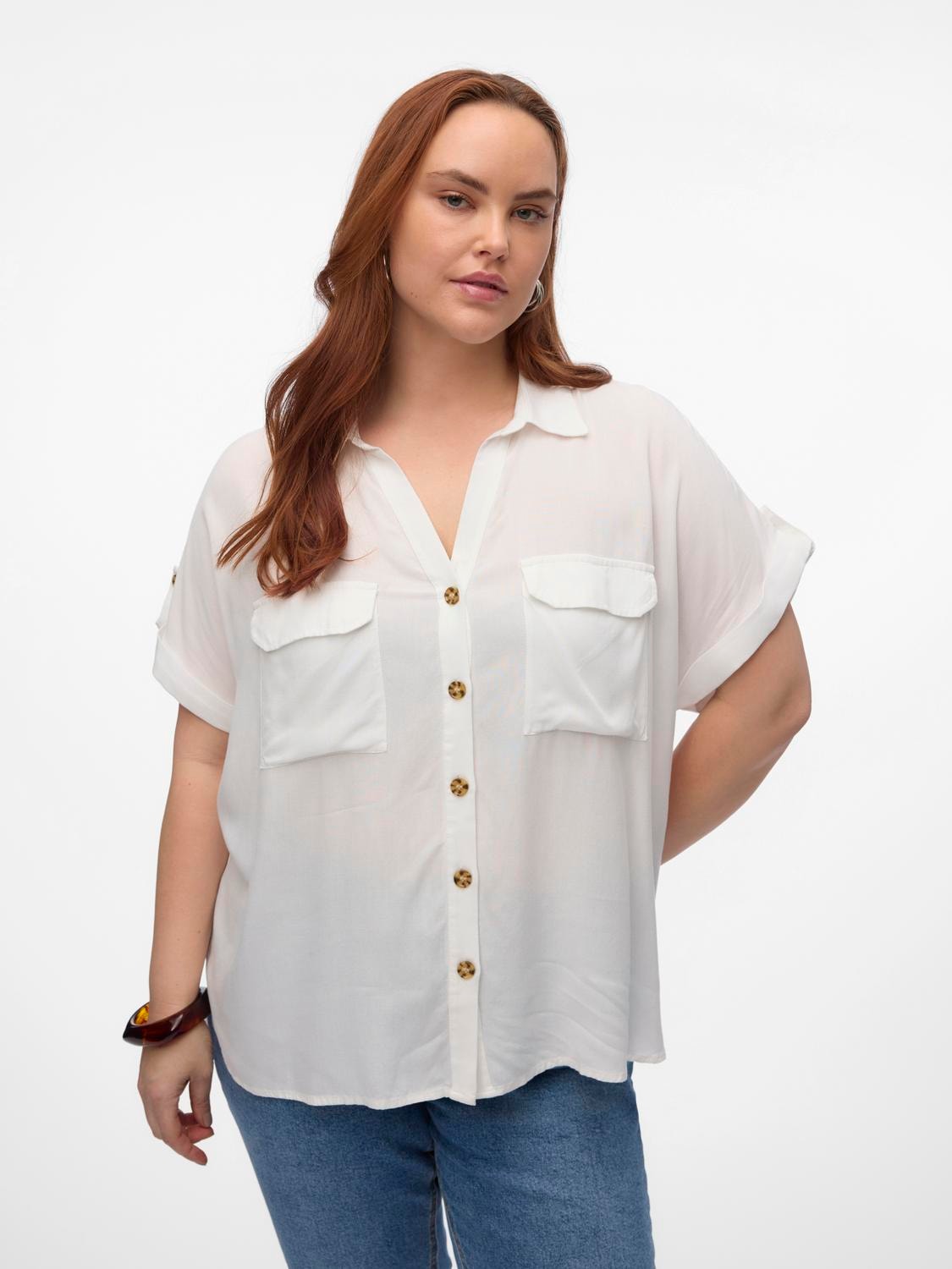 Vero Moda Curve Kurzarmbluse »VMCBUMPY S/S SHIRT WVN GA CUR NOOS« von Vero Moda Curve