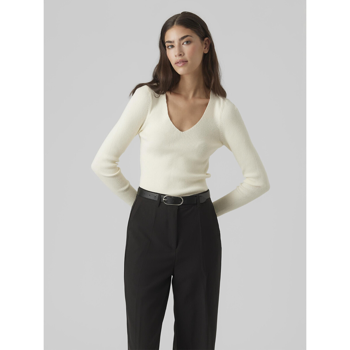 Pullover mit V-Ausschnitt, Rippenstrick von Vero Moda