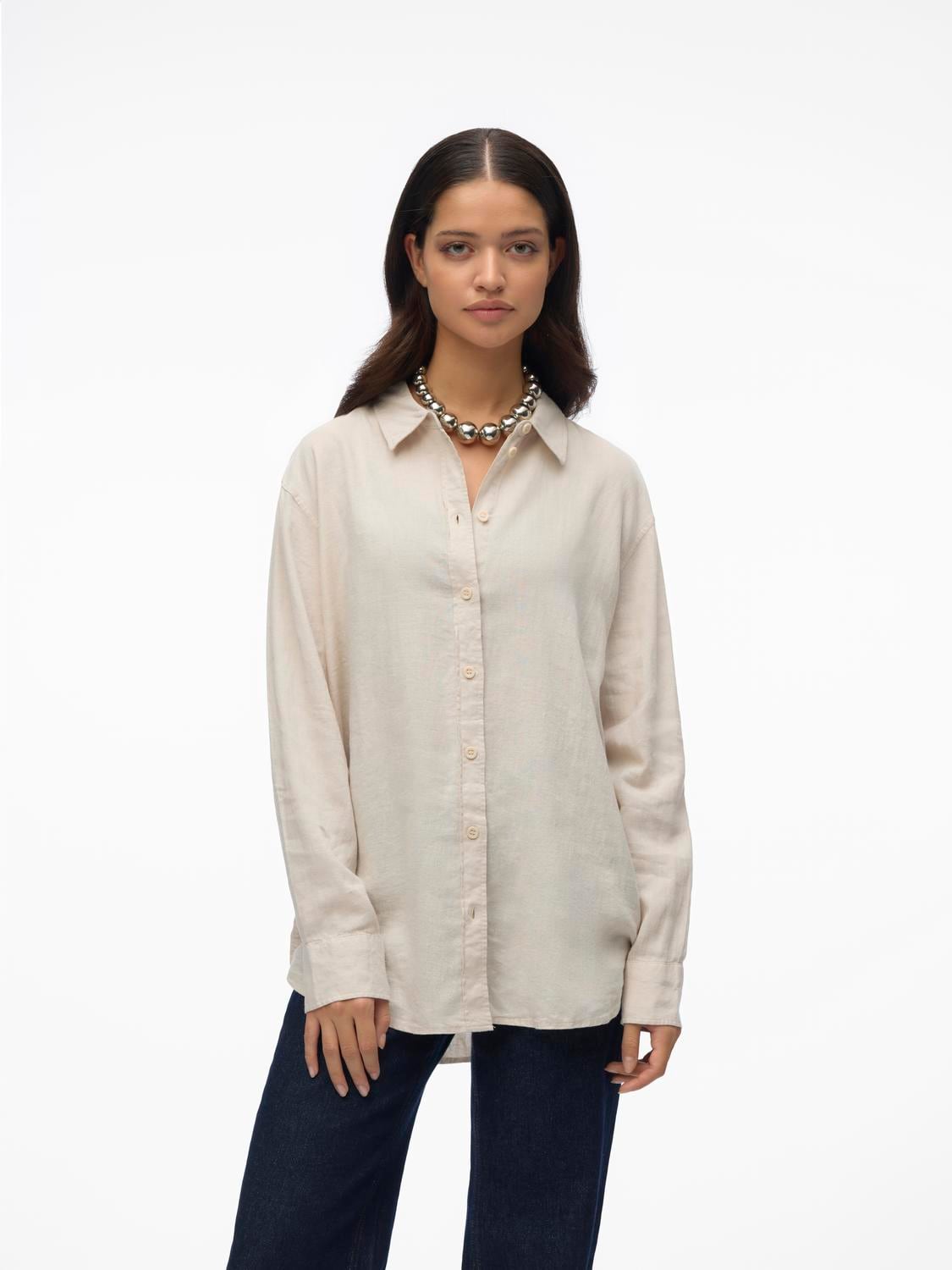 Vero Moda Hemdbluse »VMLINN LINEN LS SHIRT WVN NOOS«, hochwertige Qaulität mit Leinen von Vero Moda