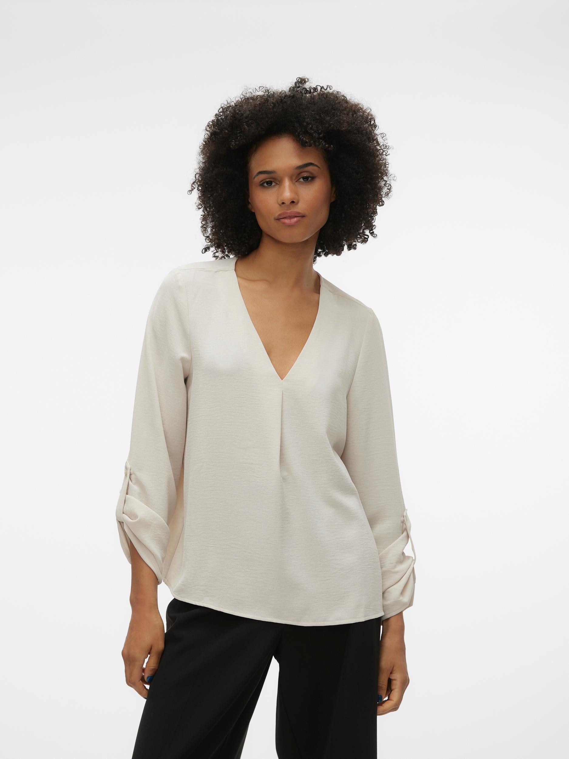 Vero Moda Langarmbluse »VMKAS LS V-NECK TOP WVN GA NOOS« von Vero Moda