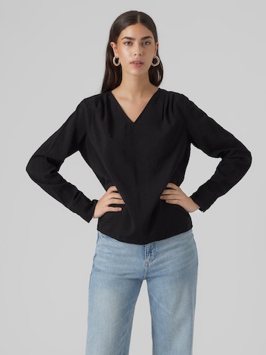 Vero Moda Langarmbluse »VMLENA LS PLEAT TOP WVN NOOS« von Vero Moda