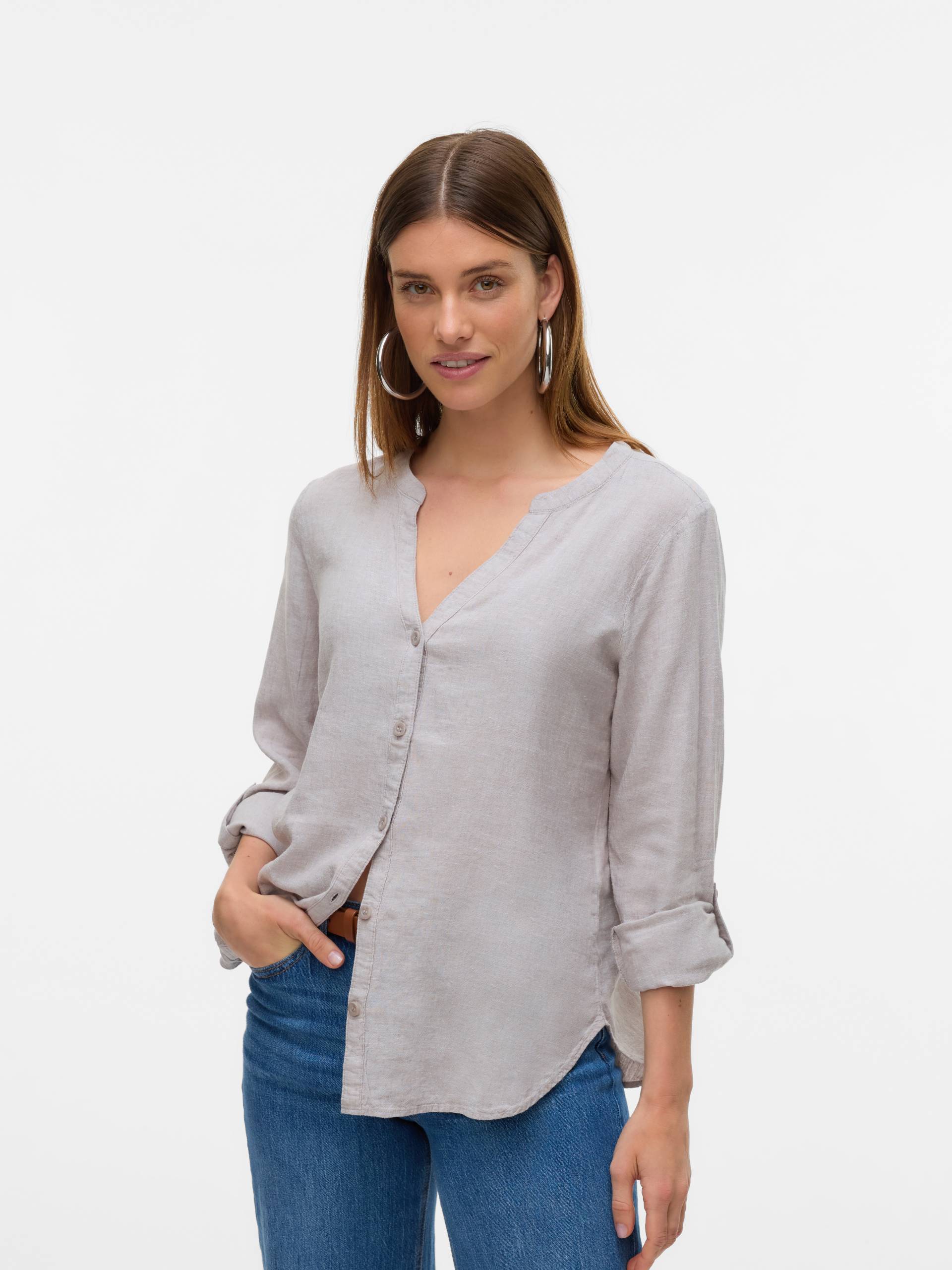 Vero Moda Langarmbluse »VMLINN LS V-NECK SHIRT WVN NOOS« von Vero Moda