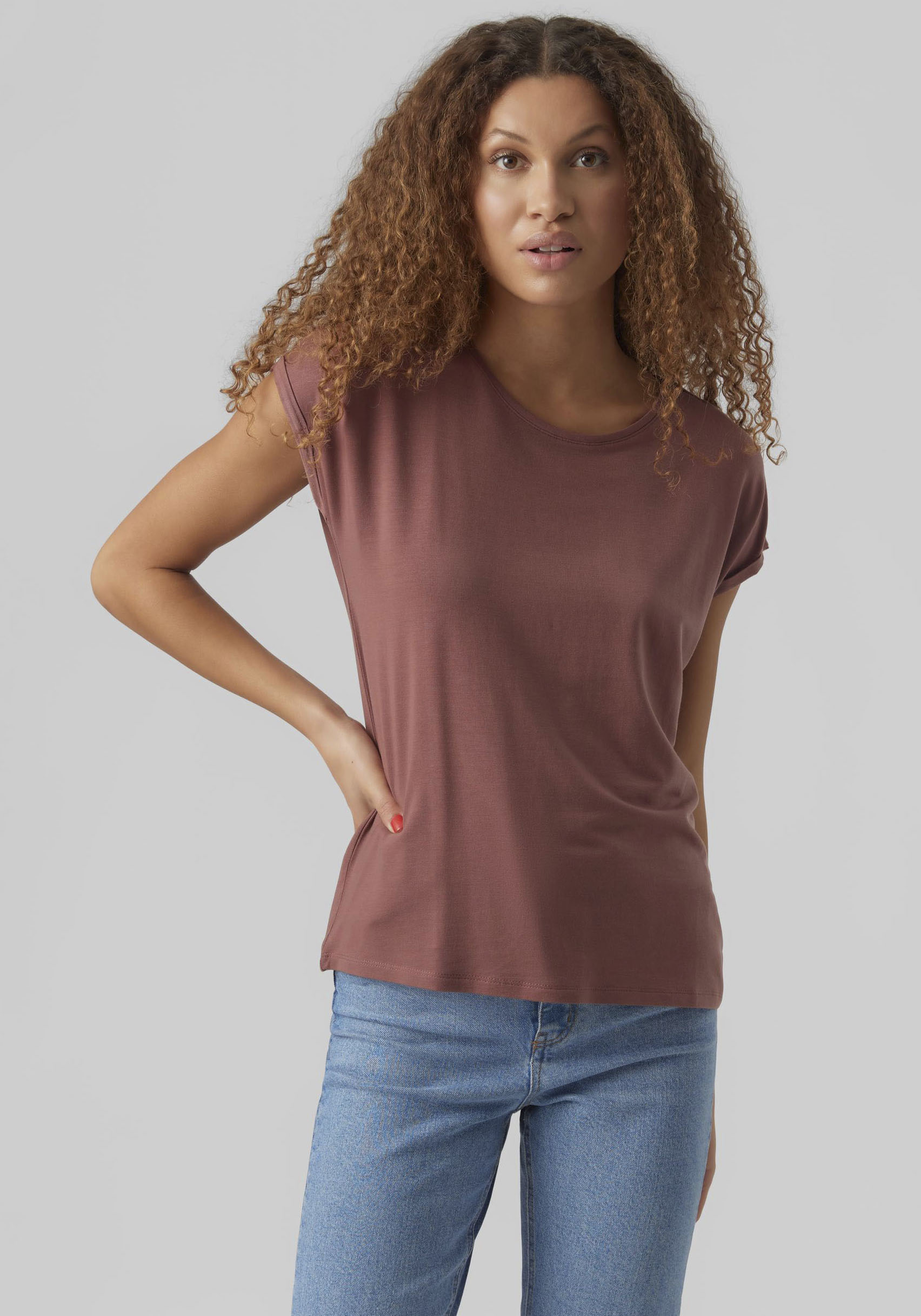 Vero Moda Rundhalsshirt »VMAVA PLAIN SS TOP GAJRS NOOS« von Vero Moda