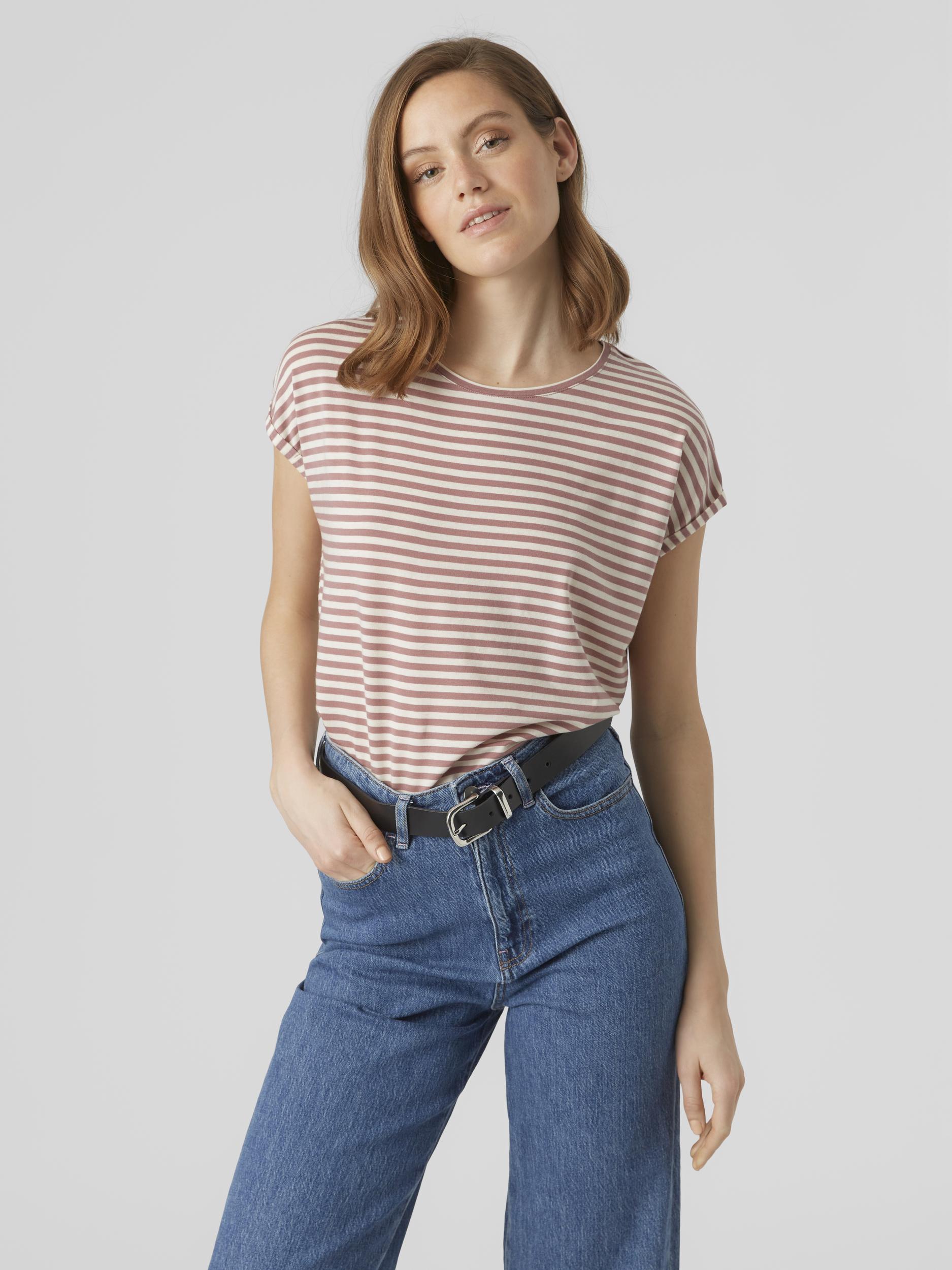 Vero Moda Rundhalsshirt »VMAVA PLAIN SS TOP STRIPE GA JRS NOOS« von Vero Moda