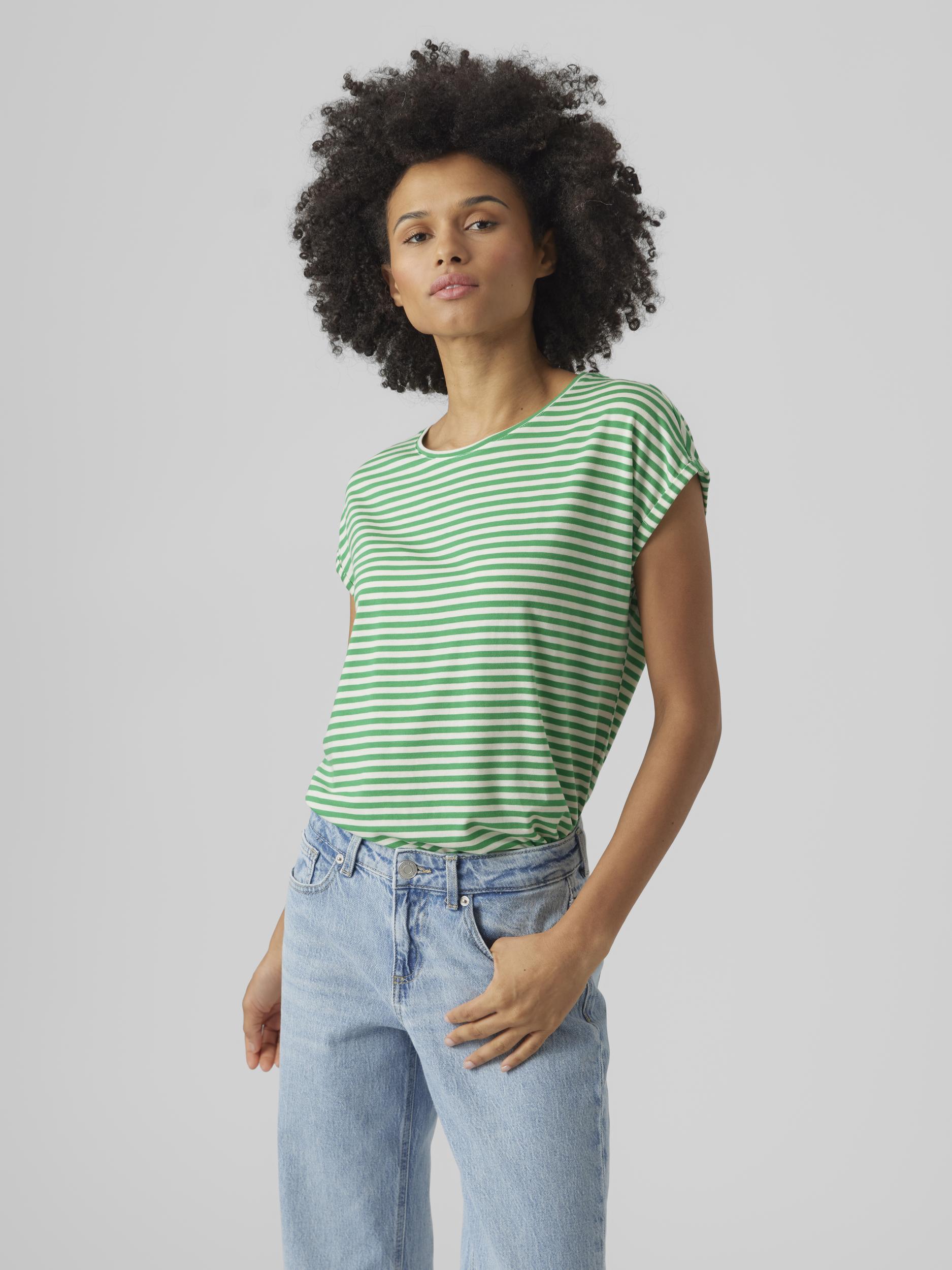 Vero Moda Rundhalsshirt »VMAVA PLAIN SS TOP STRIPE GA JRS NOOS« von Vero Moda