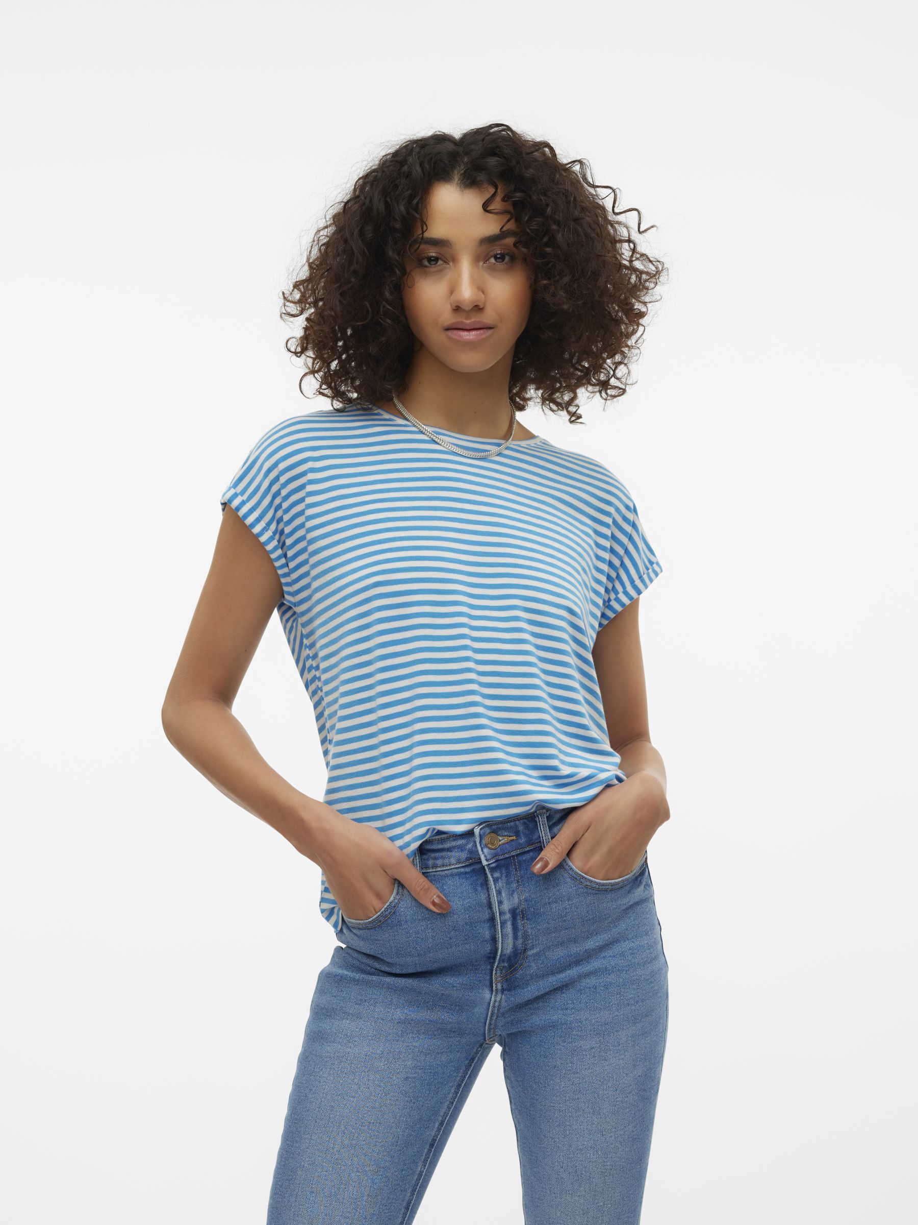 Vero Moda Rundhalsshirt »VMAVA PLAIN SS TOP STRIPE GA JRS NOOS« von Vero Moda