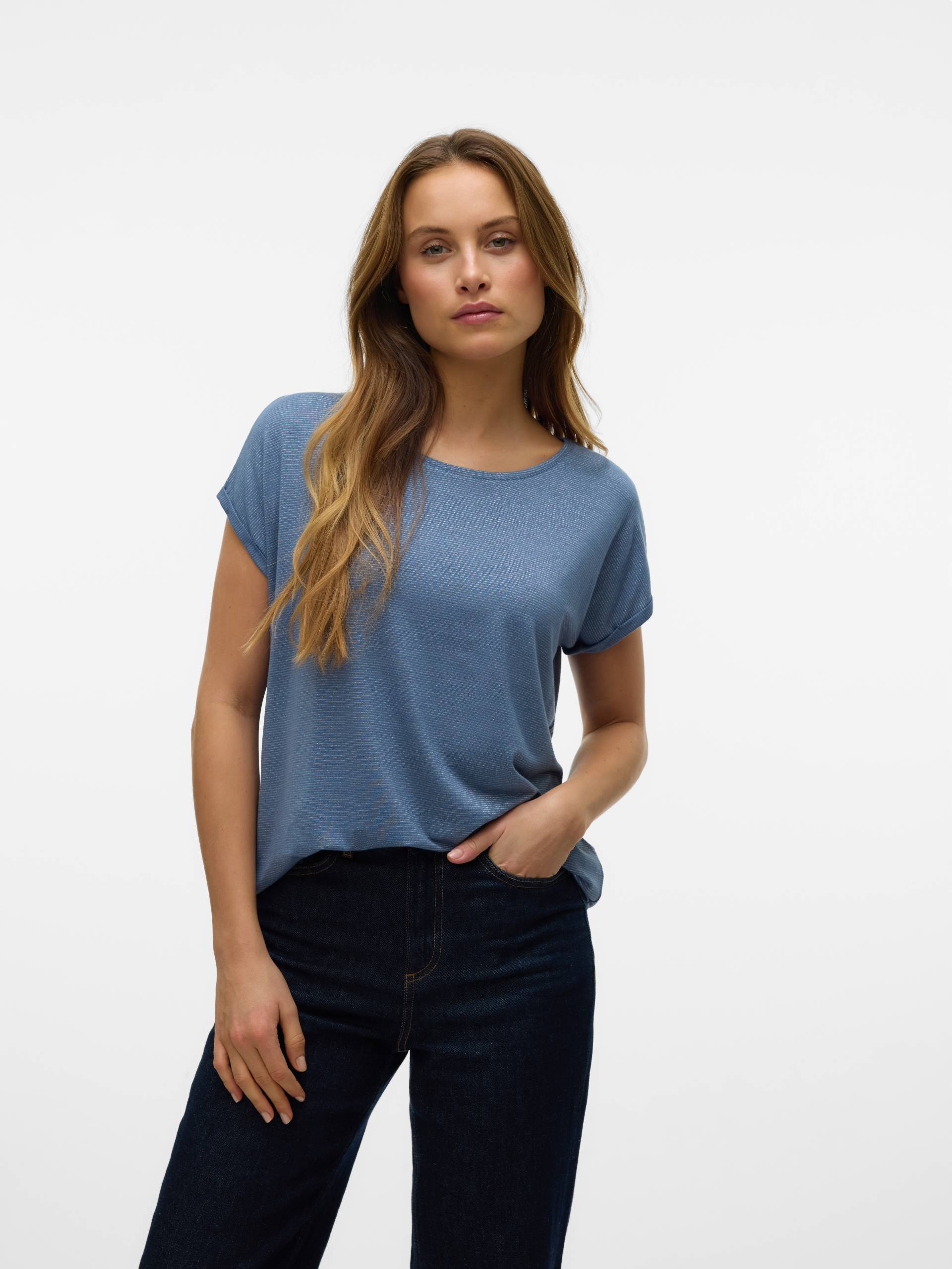 Vero Moda Rundhalsshirt »VMLAVA PLAIN SS TOP LUREX STRIPE« Vero Moda Rundhalsshirt »VMLAVA PLAIN SS TOP LUREX STRIPE« von Vero Moda