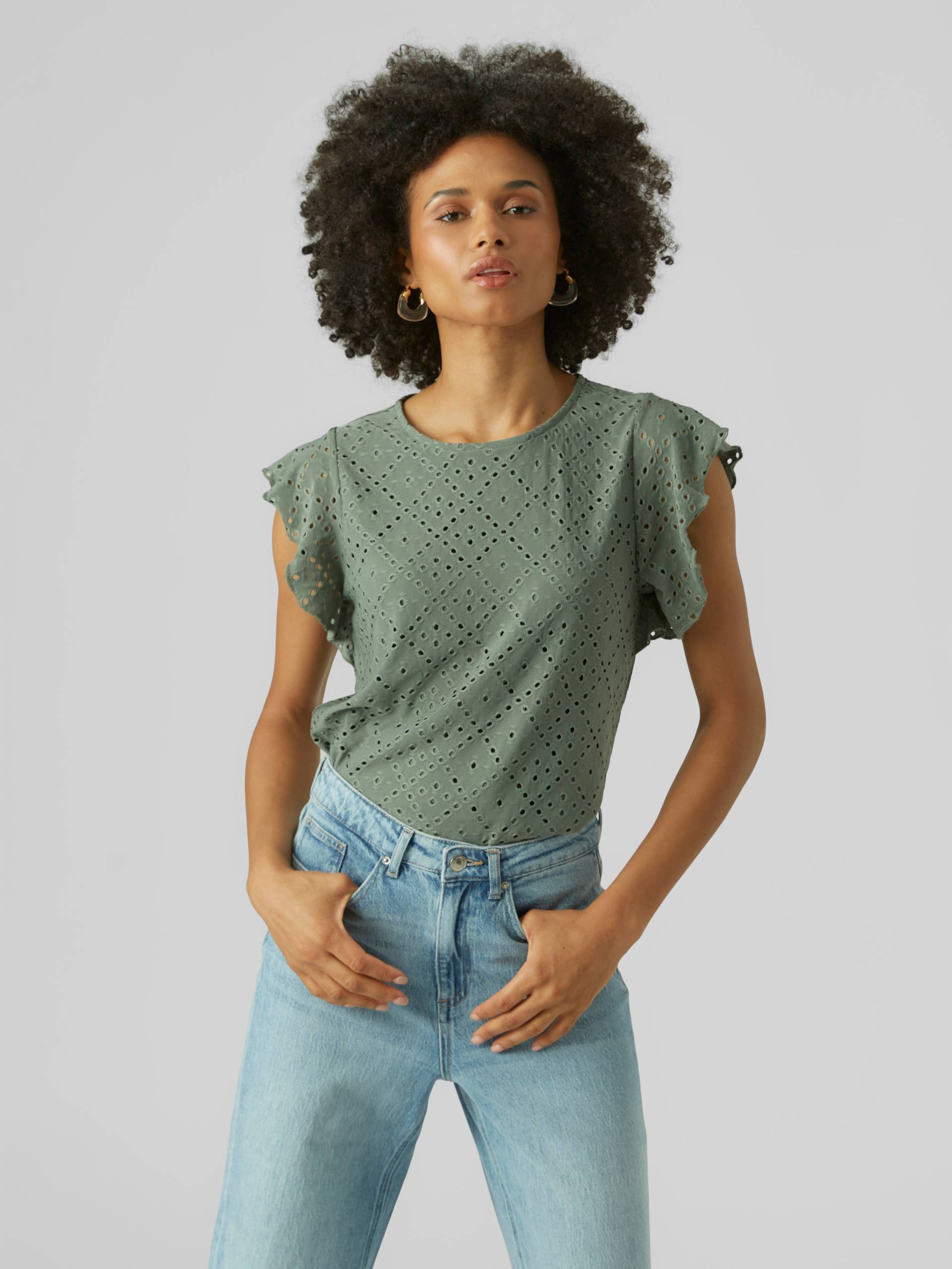 Vero Moda Rundhalsshirt »VMTASSA SL FRILL TOP NOOS« von Vero Moda