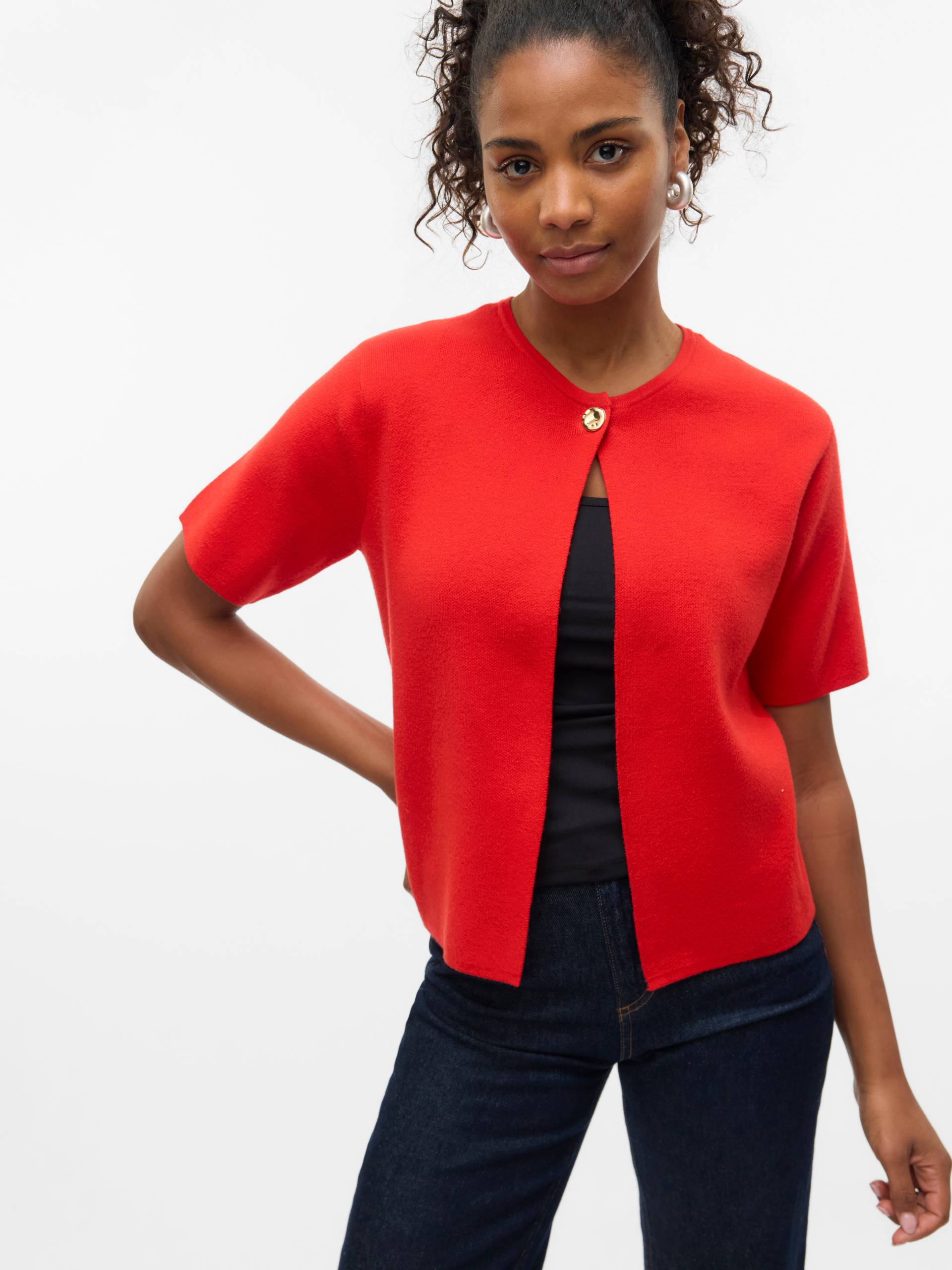 Vero Moda Strickjacke »VMGOLD SS O-NECK ONE BUTTON CARDIGAN« von Vero Moda
