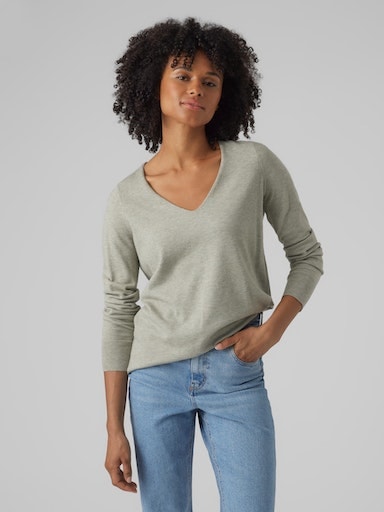 Vero Moda V-Ausschnitt-Pullover »VMHAPPINESS LS V-NECK PULLOVER GA BOO« von Vero Moda