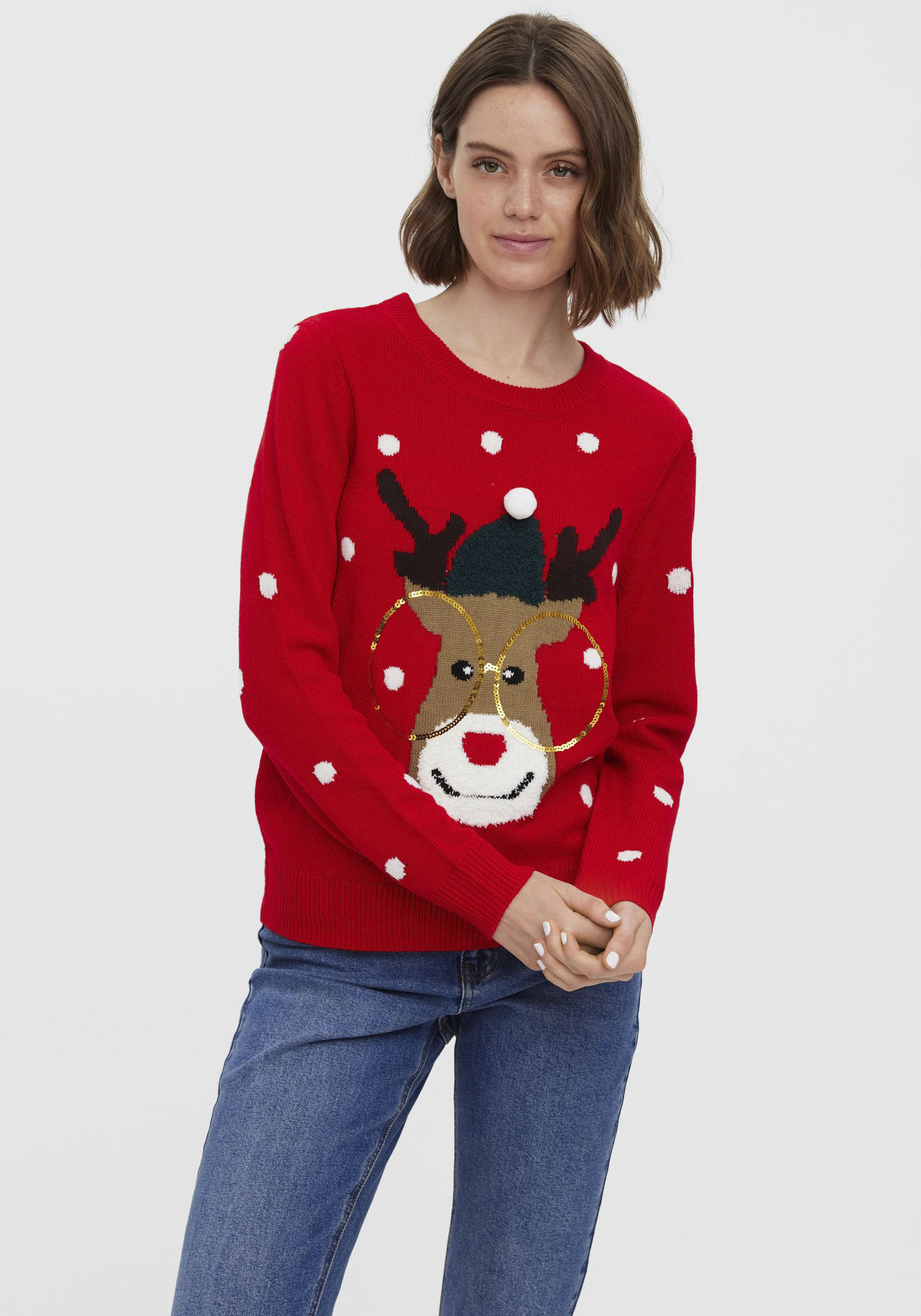 Vero Moda Weihnachtspullover »VMTINSEL LS O-NECK BLOUSE XMAS« von Vero Moda