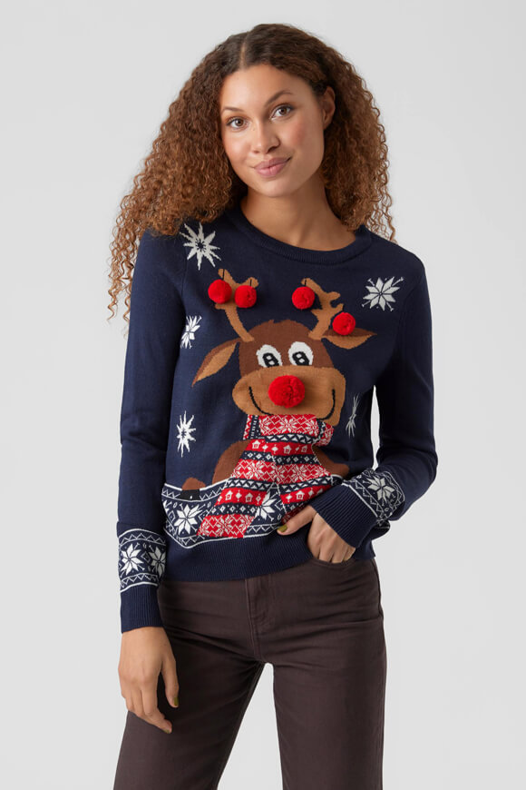 Vero Moda Weihnachtsstrickpullover | Navy Blazer | Damen  | XL von Vero Moda