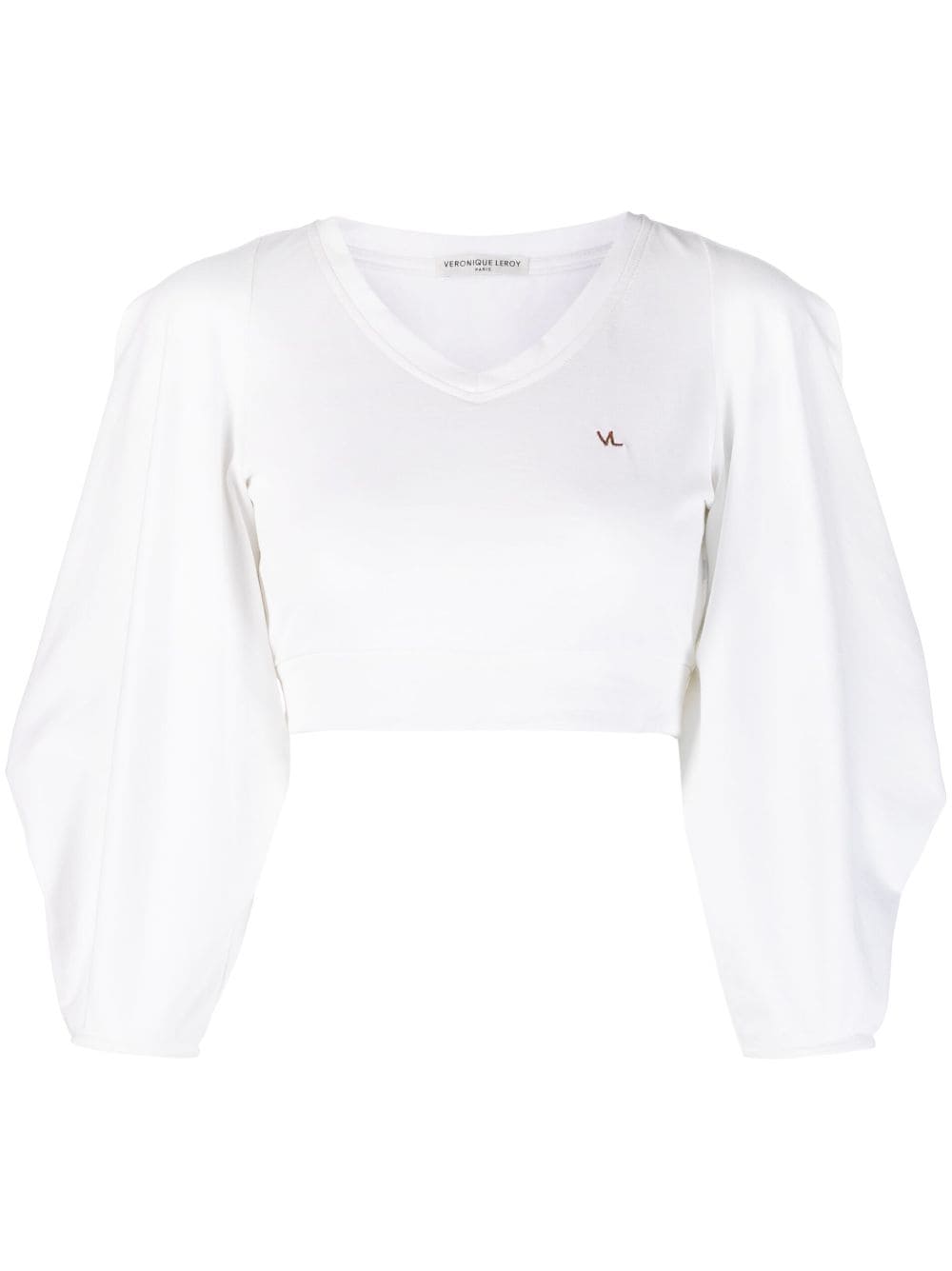 Veronique Leroy draped-sleeve cropped jersey - White von Veronique Leroy