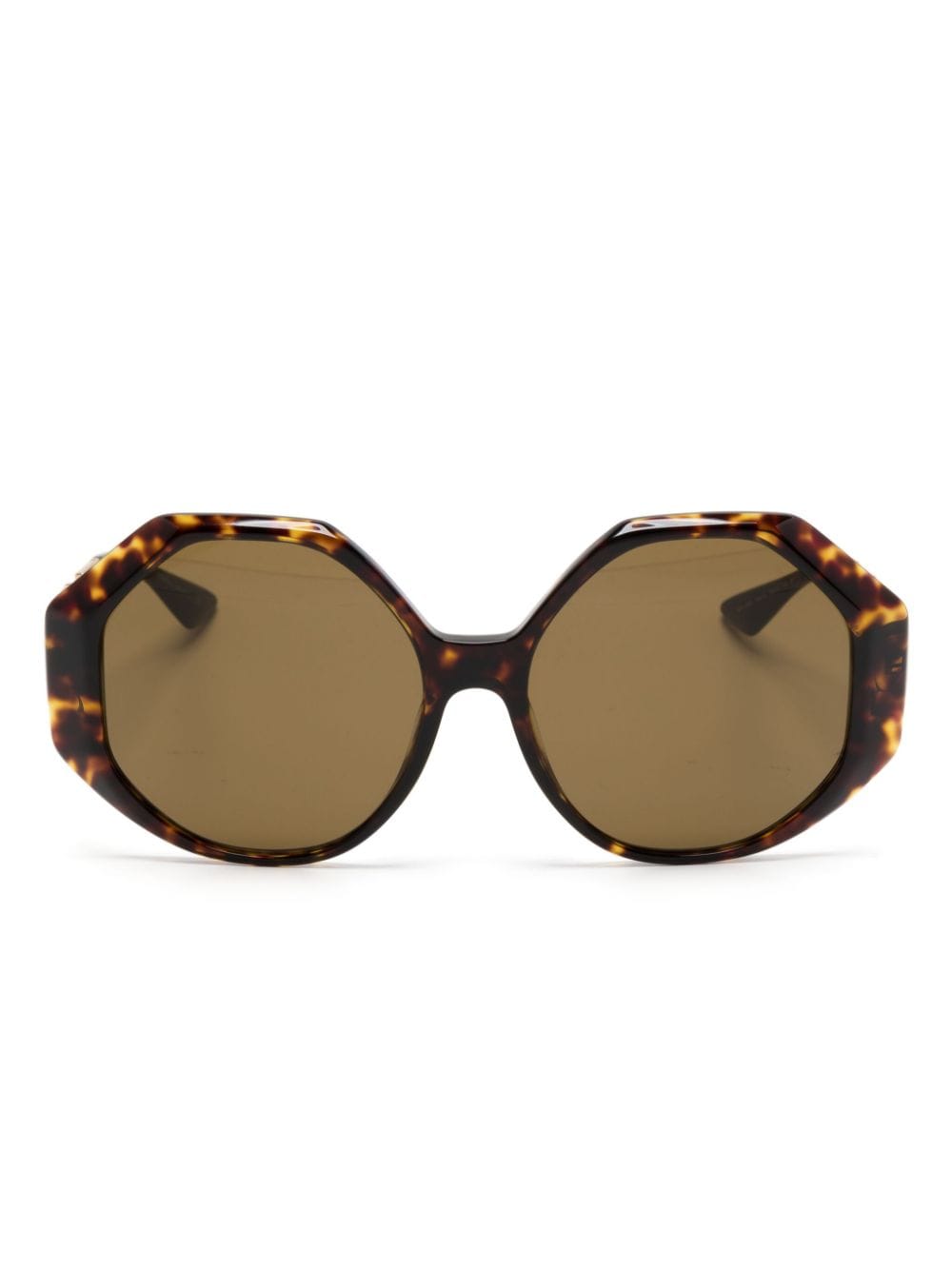 Versace Eyewear Greca-engraved geometric-frame sunglasses - Brown von Versace Eyewear