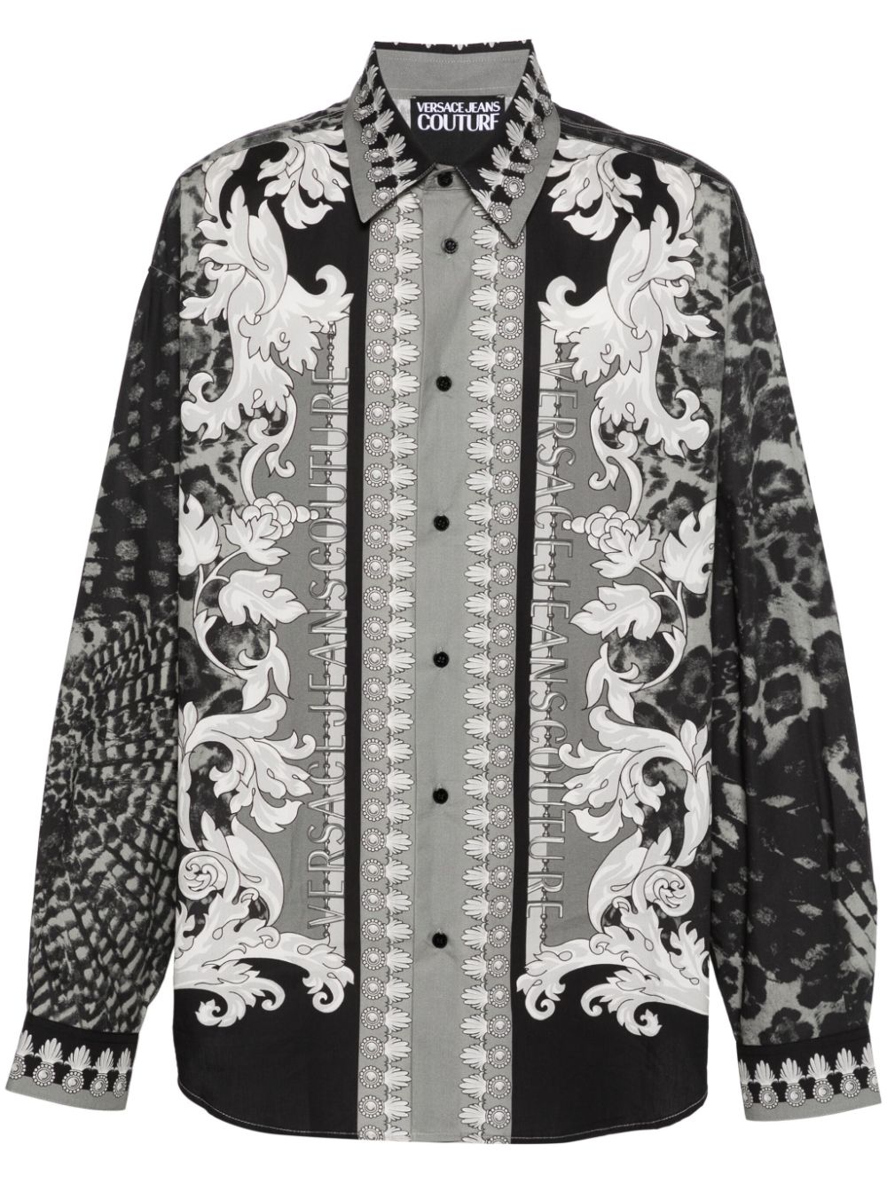 Versace Jeans Couture Animalier Barocco-print cotton shirt - Black von Versace Jeans Couture