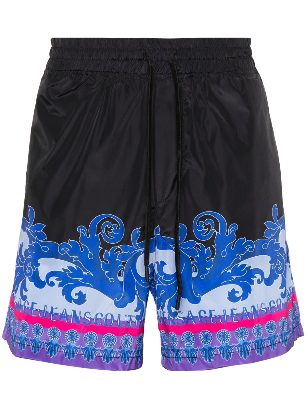 Versace Jeans Couture Animalier print track shorts - Black von Versace Jeans Couture