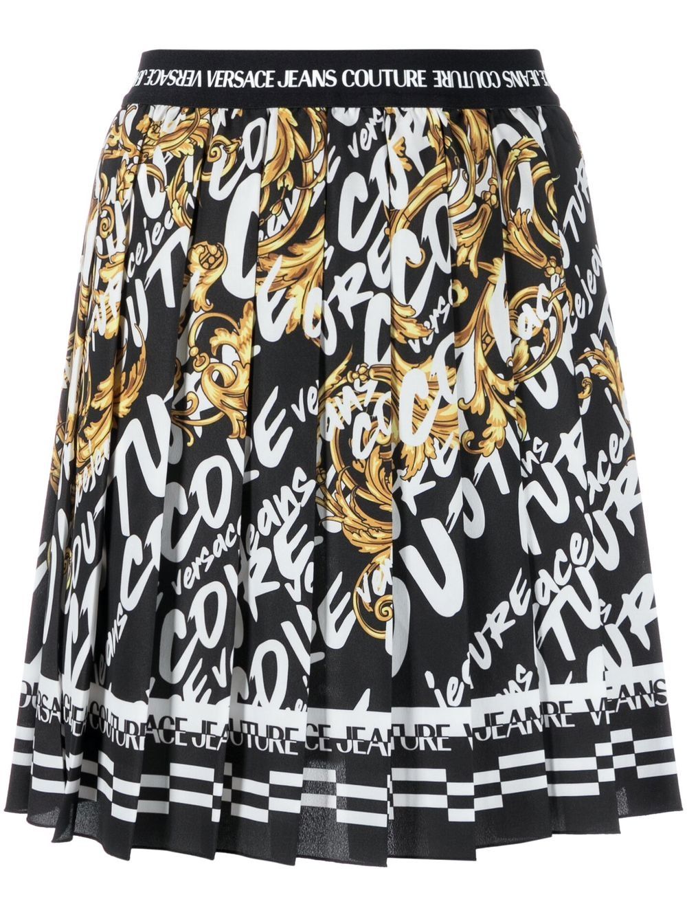 Versace Jeans Couture Barocco-print pleated skirt - Black von Versace Jeans Couture