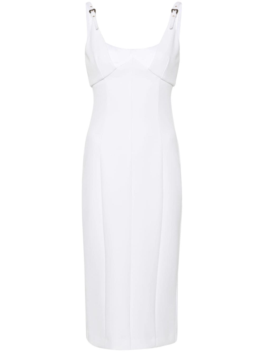 Versace Jeans Couture Baroque Buckle midi dress - White von Versace Jeans Couture