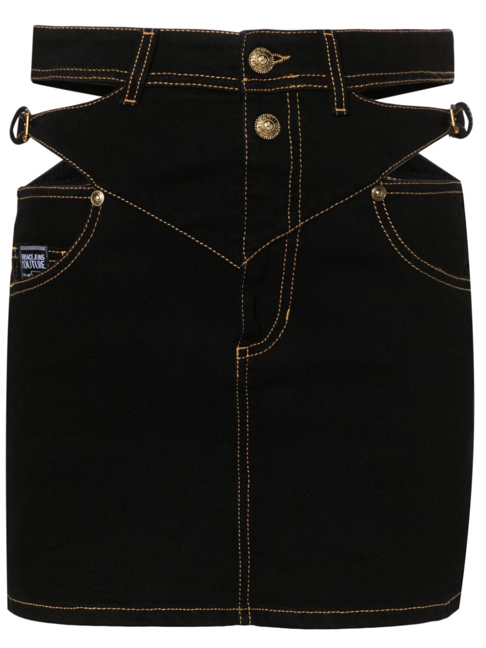 Versace Jeans Couture Baroque buckle denim mini skirt - Black von Versace Jeans Couture