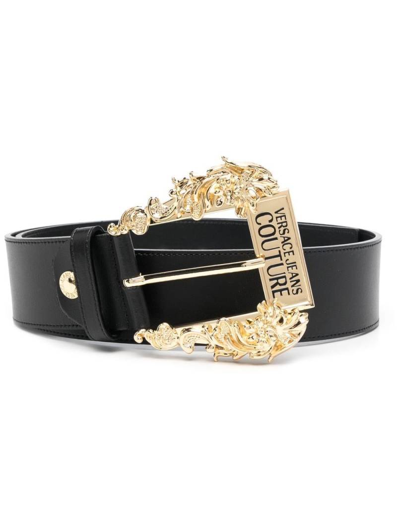 Versace Jeans Couture Baroque-buckle leather belt - Black von Versace Jeans Couture