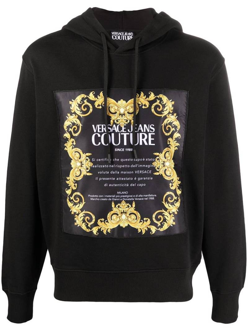 Versace Jeans Couture Baroque logo printed hoodie - Black von Versace Jeans Couture