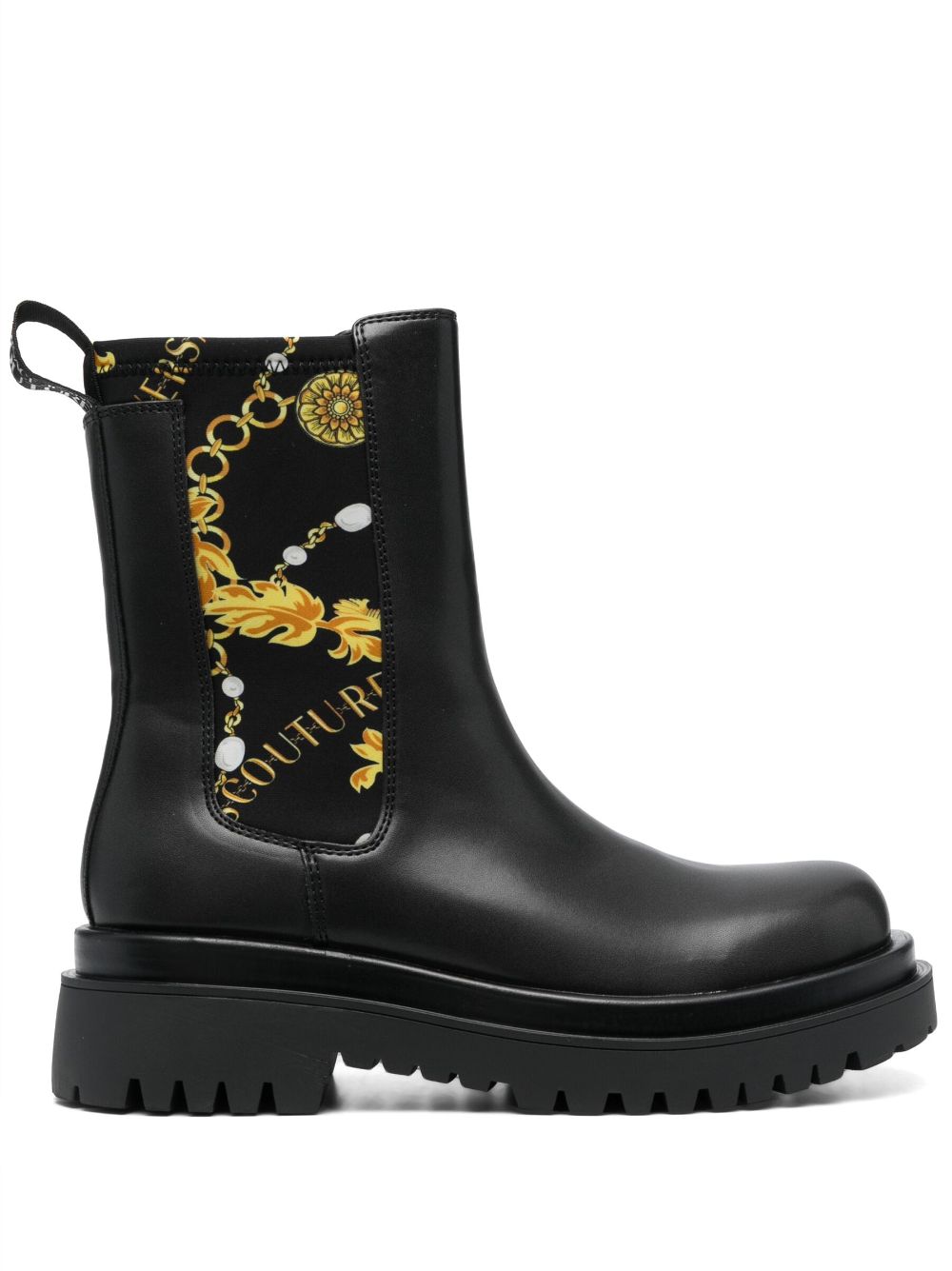 Versace Jeans Couture Baroque-print ankle boots - Black von Versace Jeans Couture